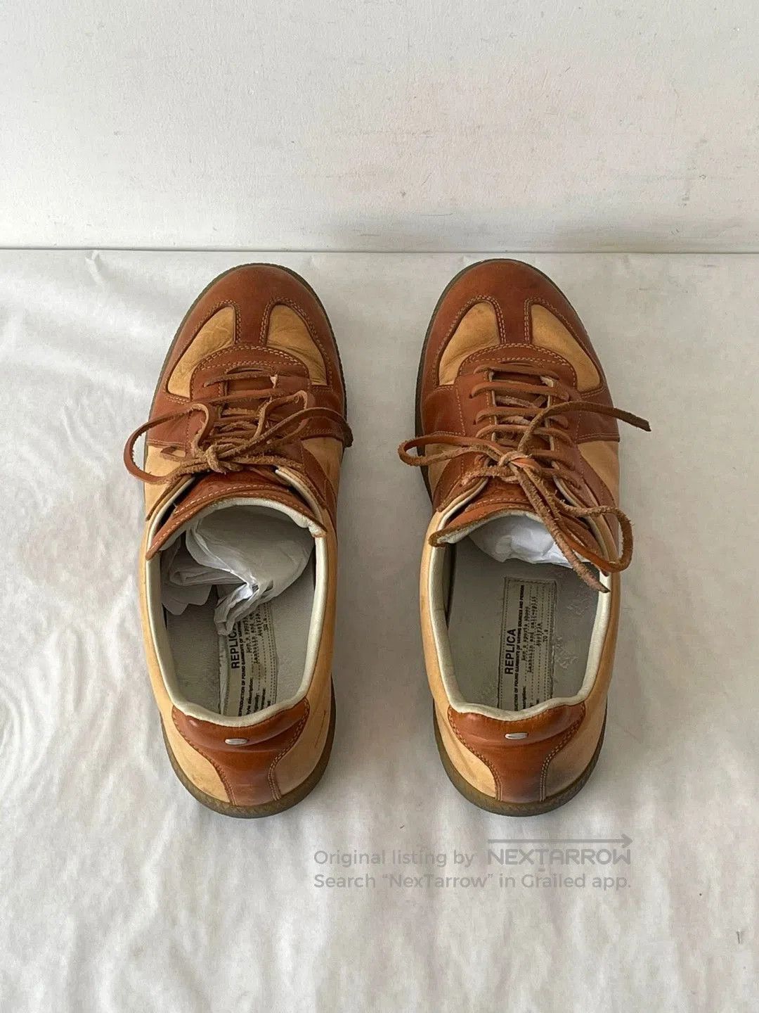 Maison Margiela Maison Margiela Brown Leather Sneakers. Size US 9 / EU 42 - 3 Thumbnail