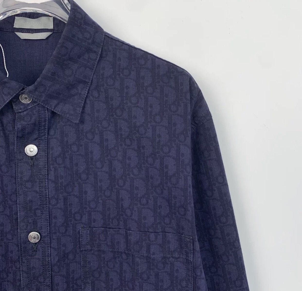 Dior Dior navy blue logo with floral print collar long sleeves Size US M / EU 48-50 / 2 - 3 Thumbnail