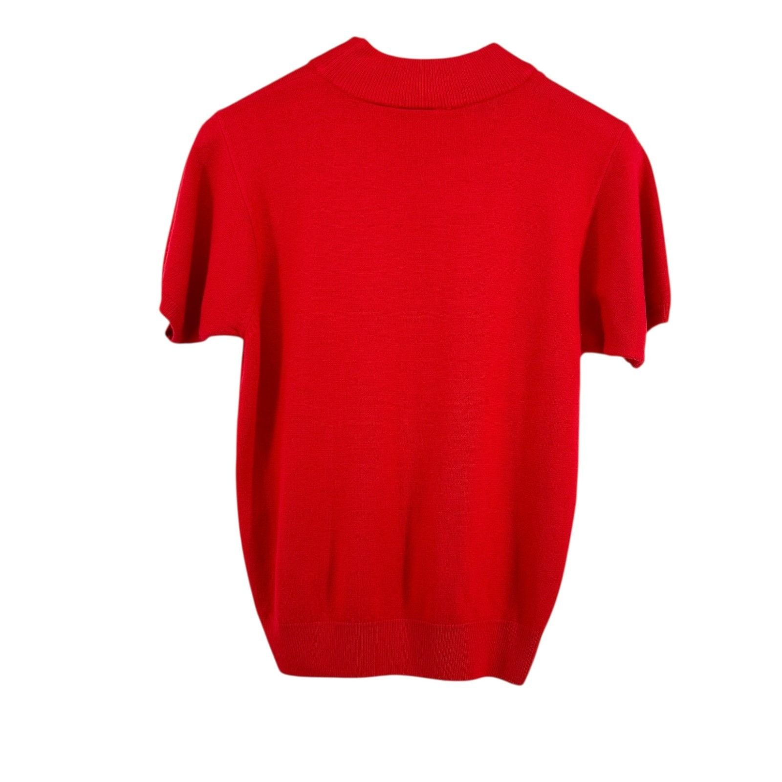 Other Tan Jay Women Sweater Medium Red Short Sleeve Mock Neck Acry Size M / US 6-8 / IT 42-44 - 2 Thumbnail