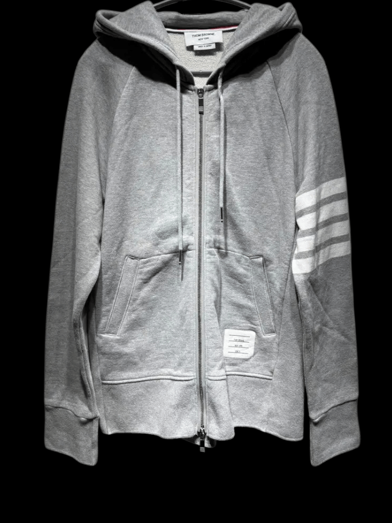 Thom Browne Thom Browne Grey Zip-Up Hoodie Size US L / EU 52-54 / 3 - 1 Thumbnail