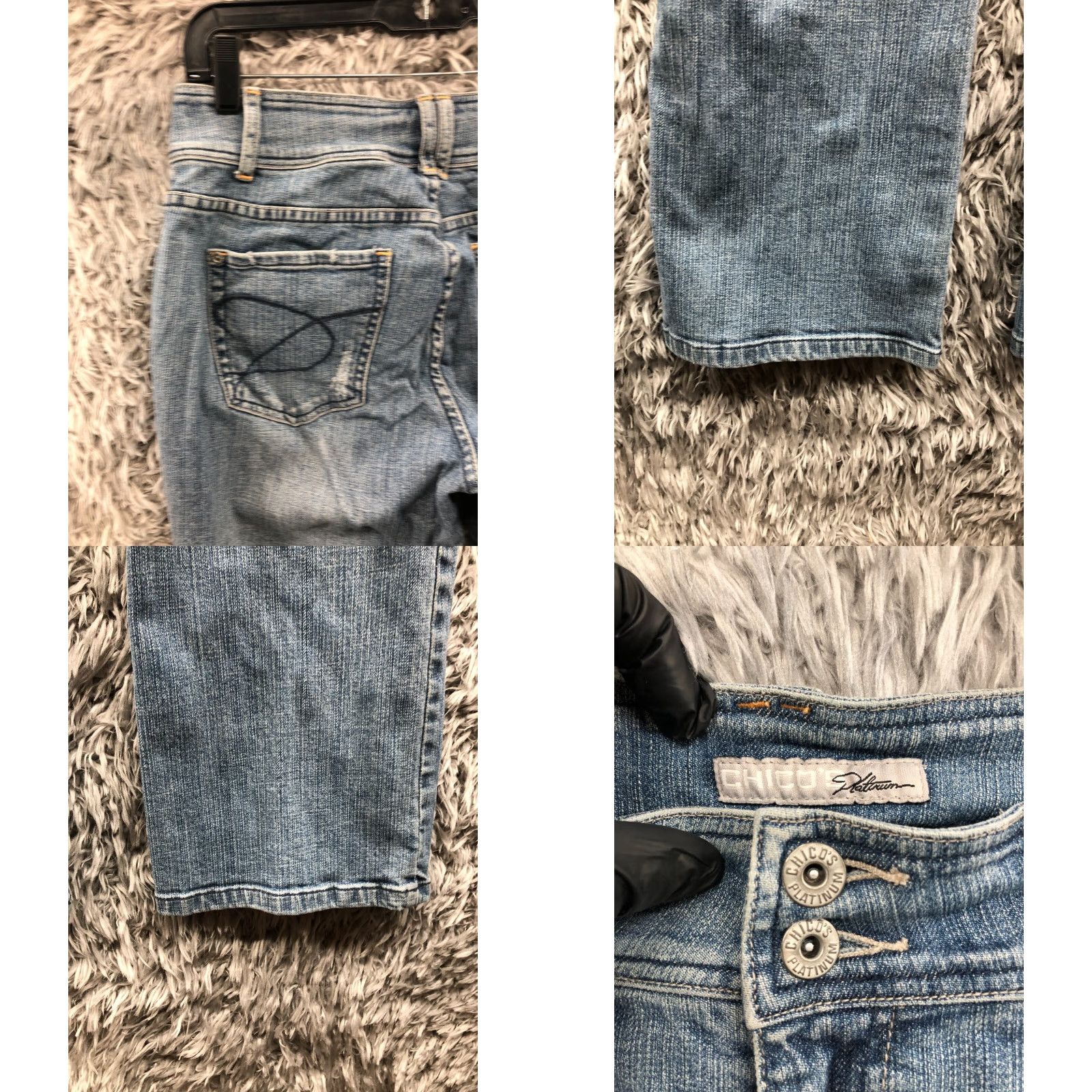 Vintage Chico's Platinum Straight Jeans Size 1 Womens Medium Wash Blue Denim 5-Pocket Regular Rise Belts Loops Zip Inseam 31 Brand Chico's Size 25" / US 0 / IT 36 - 8 Thumbnail