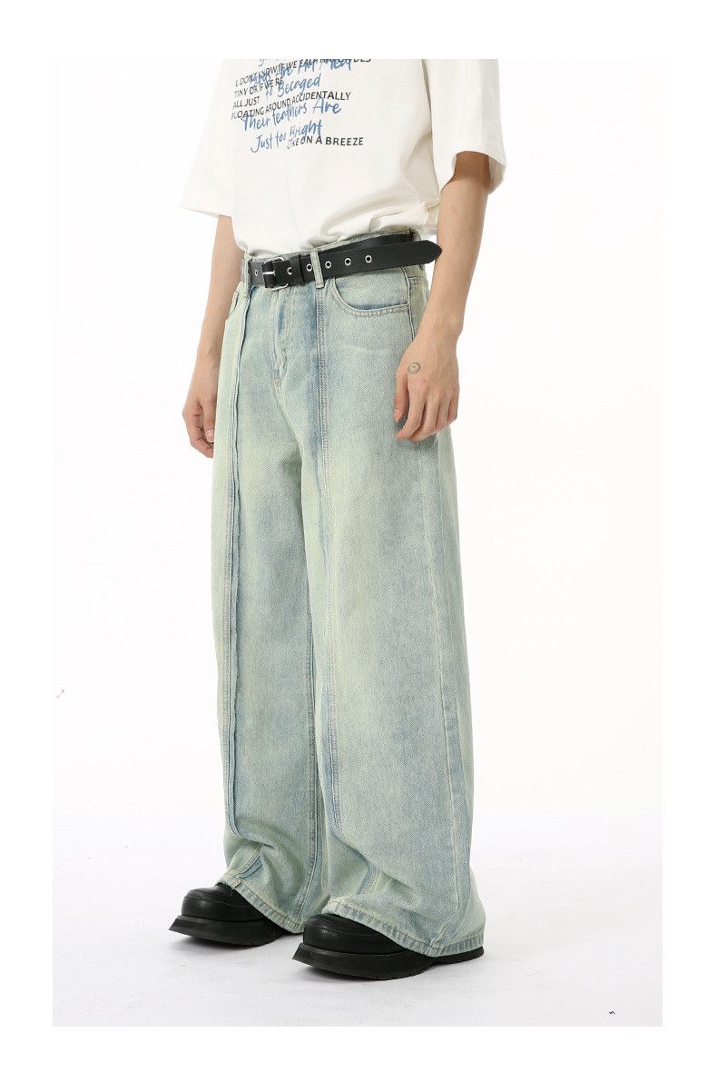 Japanese Brand × Jean Light blue straight wide-leg loose washed jeans trend Size US 32 / EU 48 - 6 Thumbnail