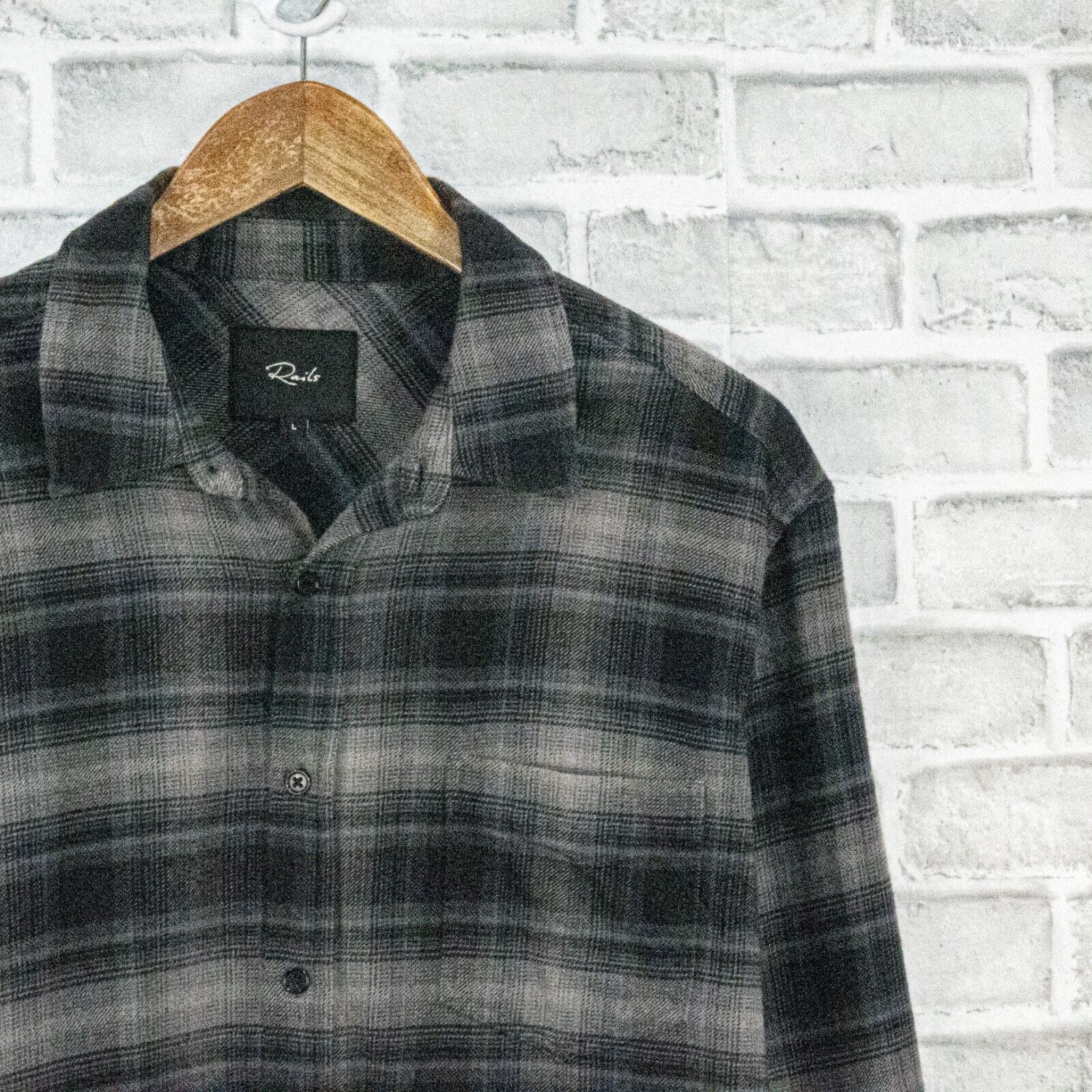Rails RAILS Flannel Button up FORREST Shirt in Black Grey navy Size US L / EU 52-54 / 3 - 5 Thumbnail