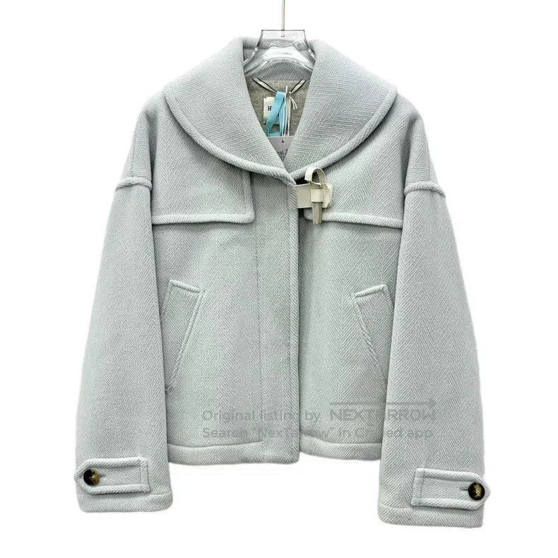 Hermes Hermes Light Blue Cashmere Lapel Long Sleeve Short Coat Size XS / US 0-2 / IT 36-38 - 1 Thumbnail