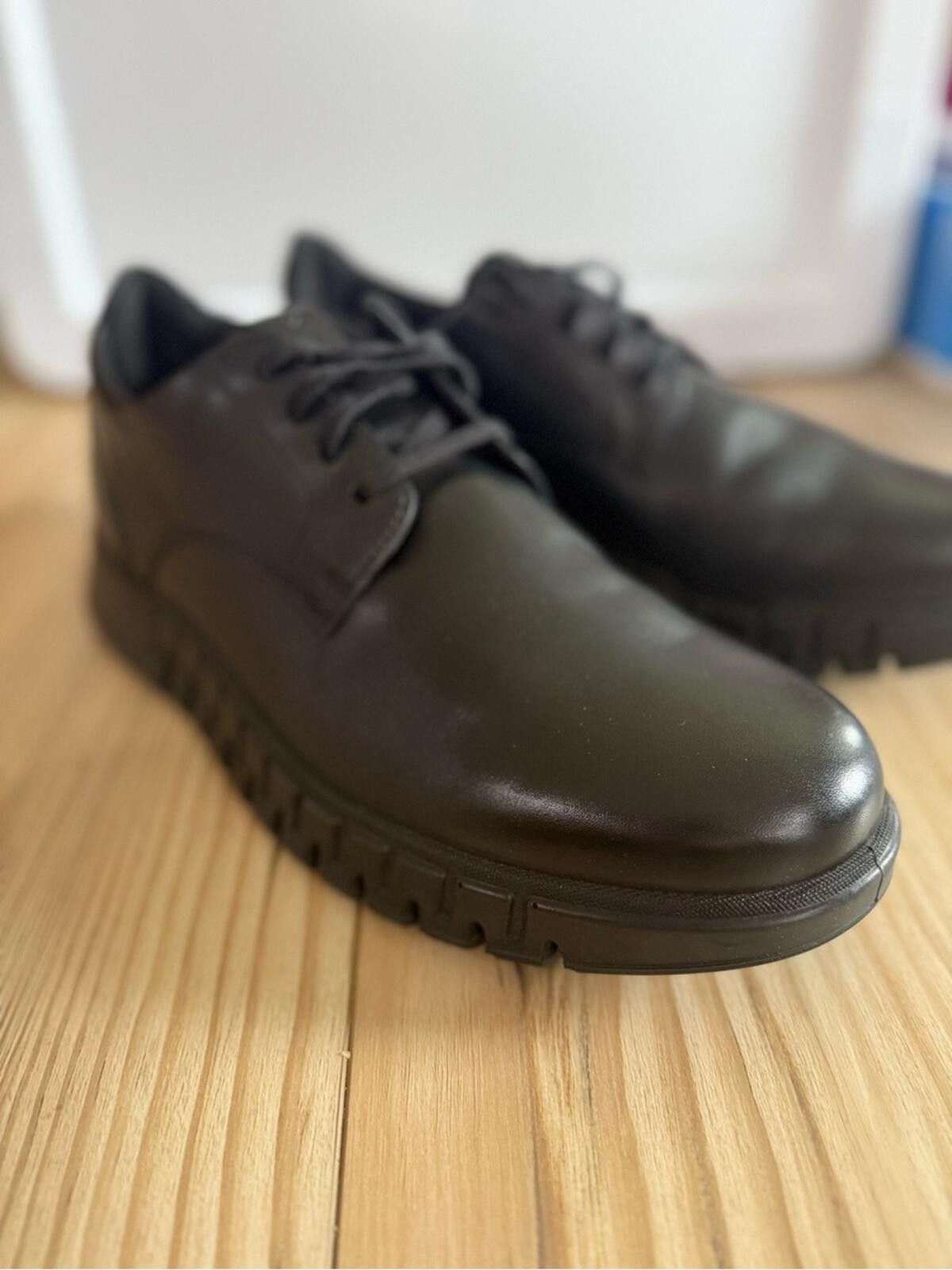 Ecco Ecco Black Leather Derby Shoes Size US 10.5 / EU 43-44 - 4 Thumbnail