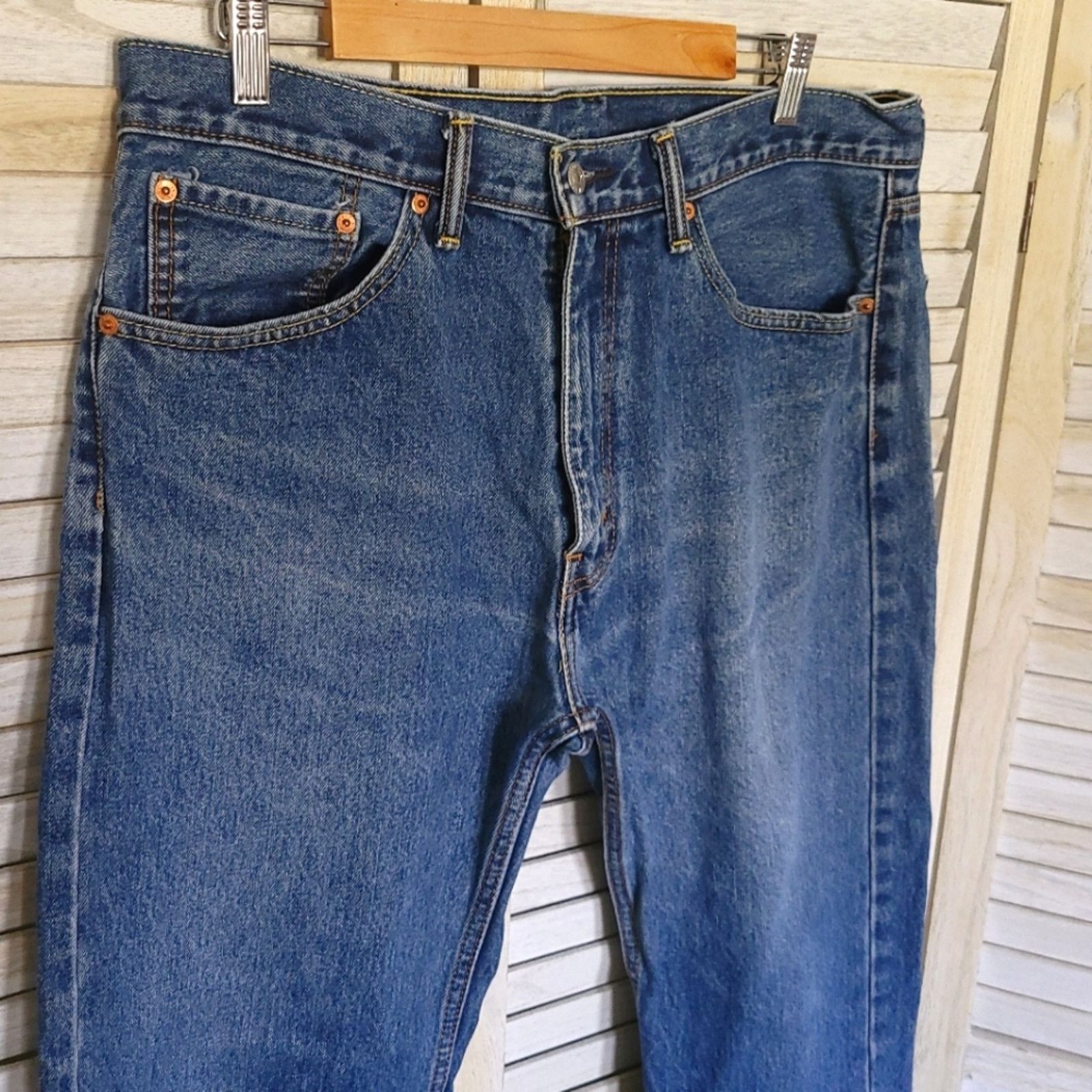 Levi's Levi's 505 Mens Jeans Size 36 36x29 Straight Leg Blue Denim Size US 36 / EU 52 - 2 Thumbnail