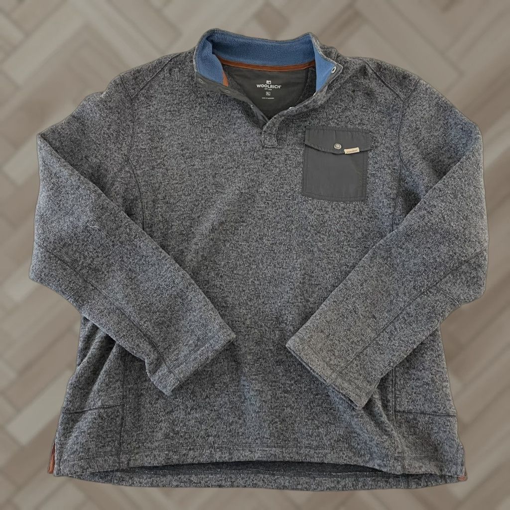 Vintage Woolrich Pullover Jacket Snap Button Fleece Gray XL Mens Size US XL / EU 56 / 4 - 1 Thumbnail
