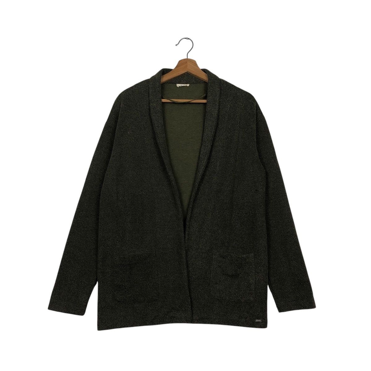 Designer Vintage Buttonless Cardigan Jacket Yerse Herringbone Design Size US M / EU 48-50 / 2 - 2 Thumbnail