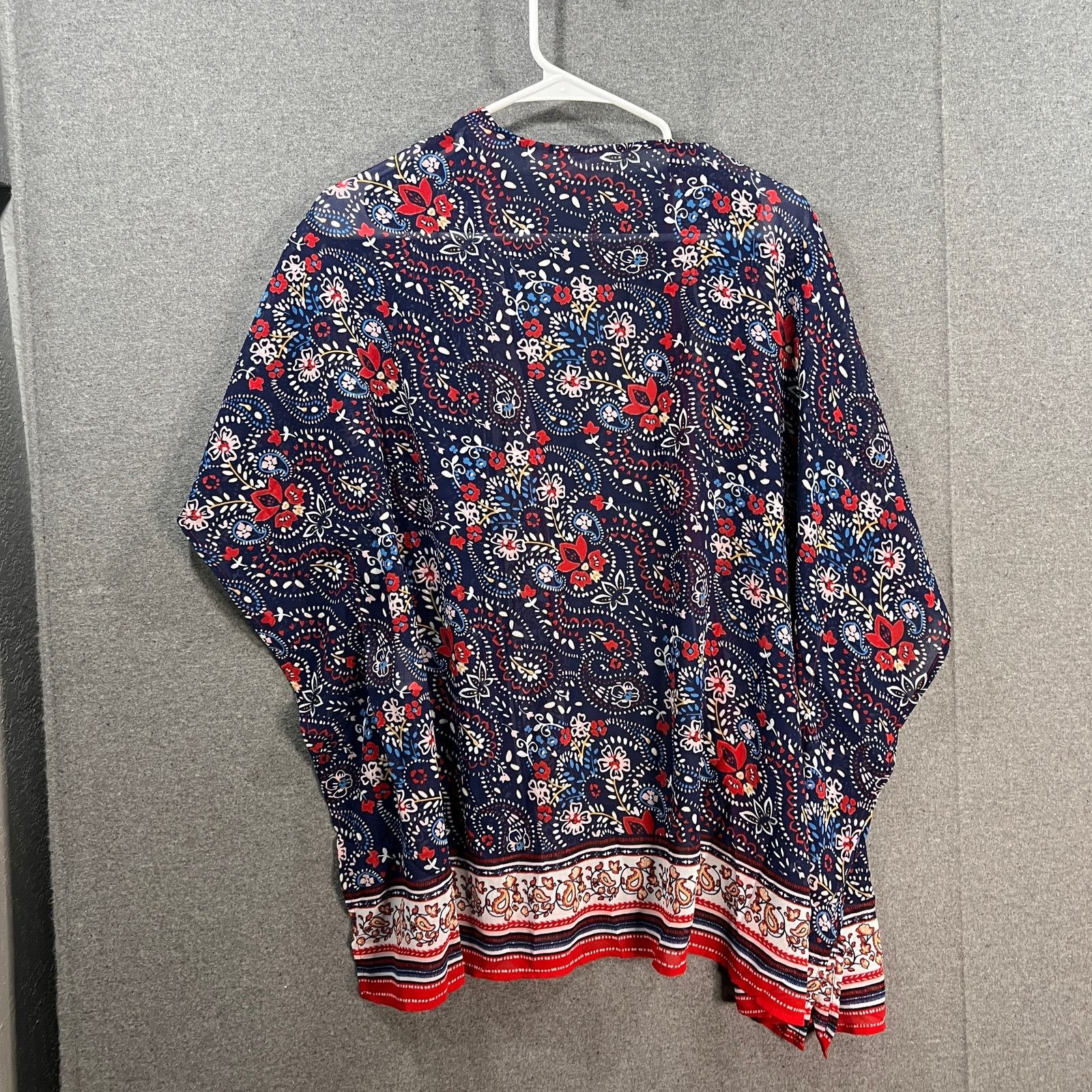 Other Belle by Kim Gravel Border Print Woven Cardigan Navy, Small Size S / US 4 / IT 40 - 2 Thumbnail
