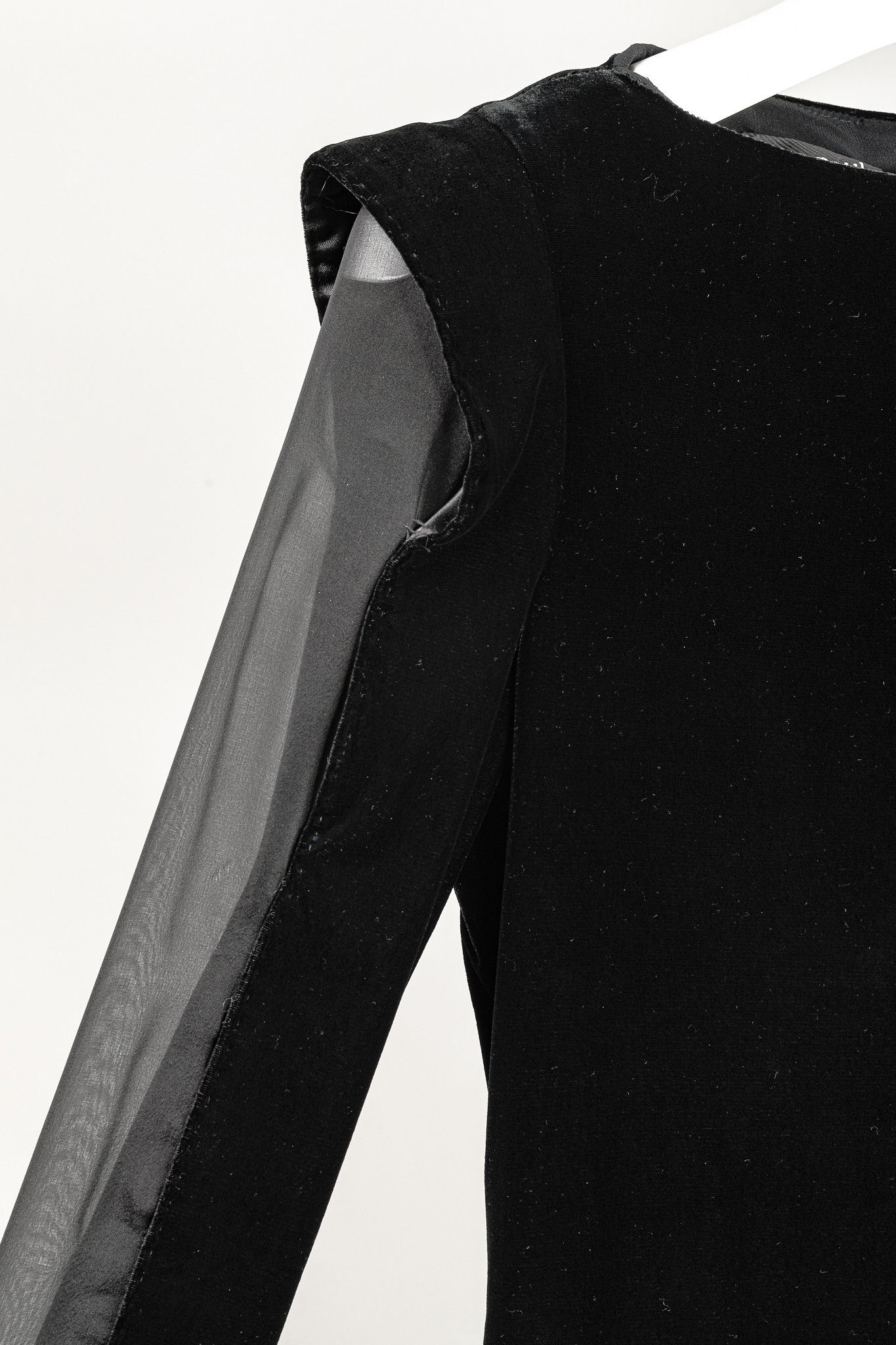 Jean Paul Gaultier Jean Paul Gaultier Black Velvet Sheer-Sleeve Midi Dress Size M / US 6-8 / IT 42-44 - 4 Thumbnail