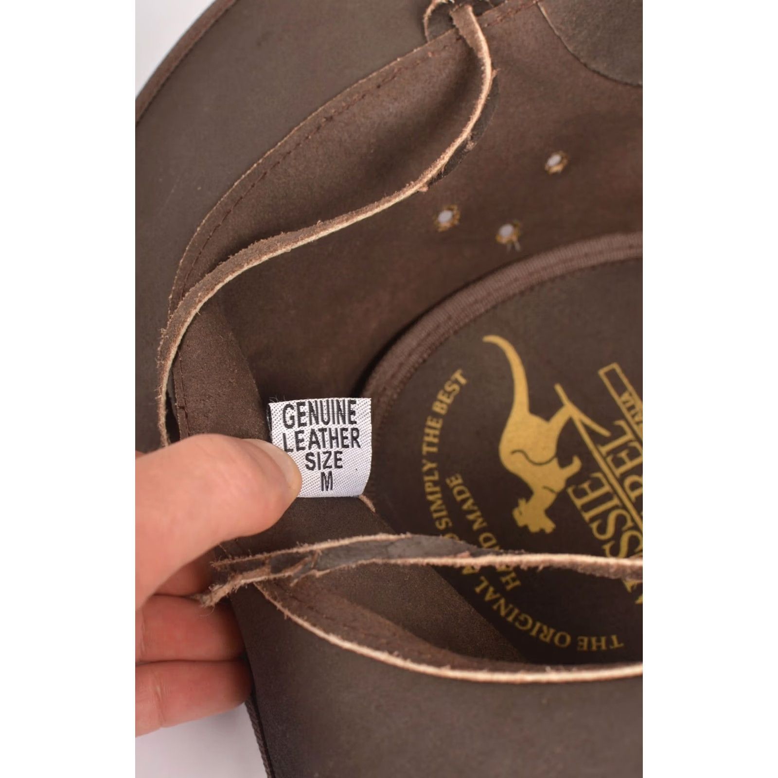 Vintage Aussie Leather Cowboy Western Australian Hat Men M Brown Solid Pattern Size M Mens Size ONE SIZE - 6 Thumbnail