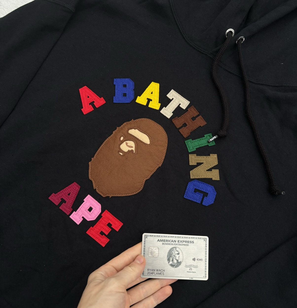 Bape Bape Black/Rainbow Stiched College Hoodie Size US M / EU 48-50 / 2 - 2 Thumbnail