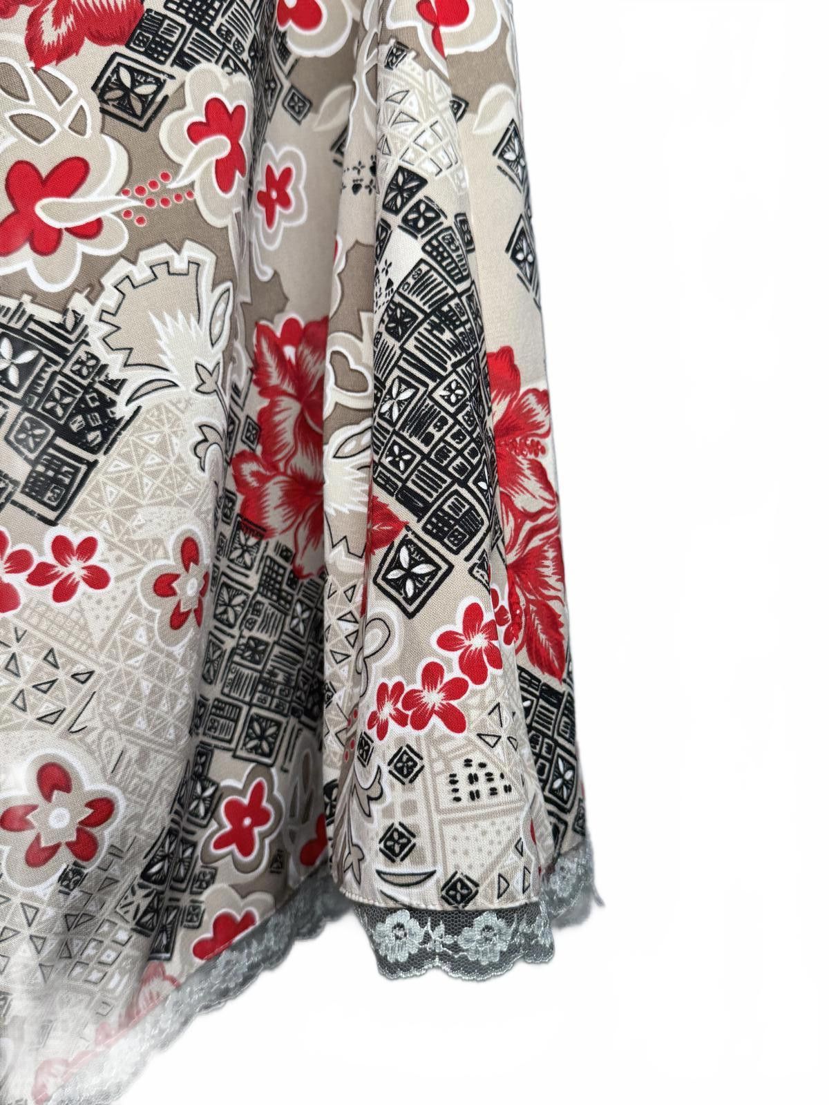Other Cute Floral Patterned Long A-Line Skirt with Lace Trim Size 36" / US 14 / IT 50 - 3 Thumbnail