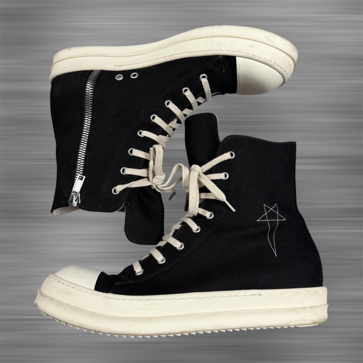 Rick Owens Rick Owens DRKSHDW Pentagram Embroidery High ‘Black’ Shoes Size US 12 / EU 45 - 2 Thumbnail
