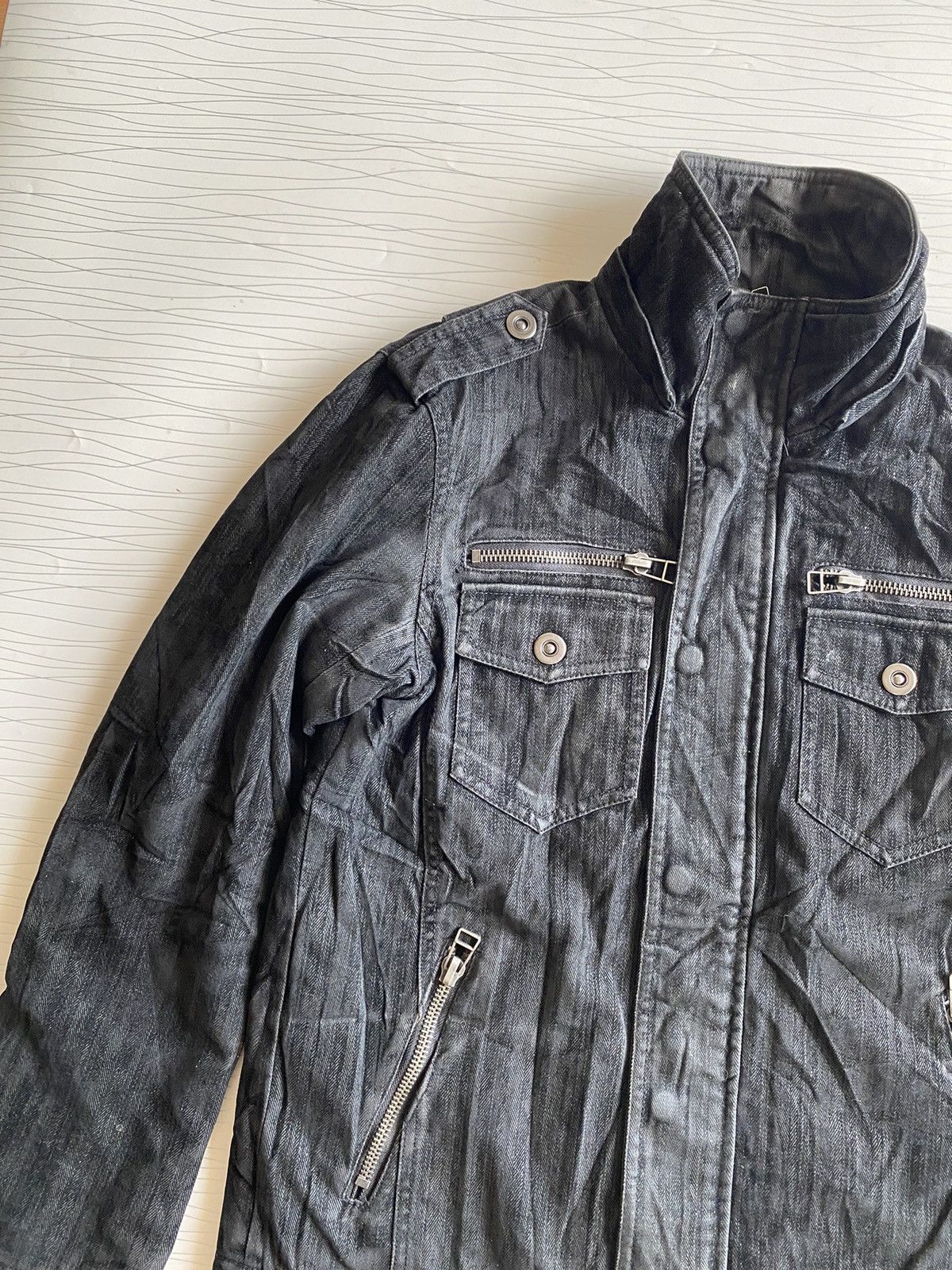 If Six Was Nine × Japanese Brand × Le Grande Bleu (L.G.B.) ⚡️SEND OFFERS⚡️ Roushatte Tectical Biker Denim Jacket Size US M / EU 48-50 / 2 - 3 Thumbnail