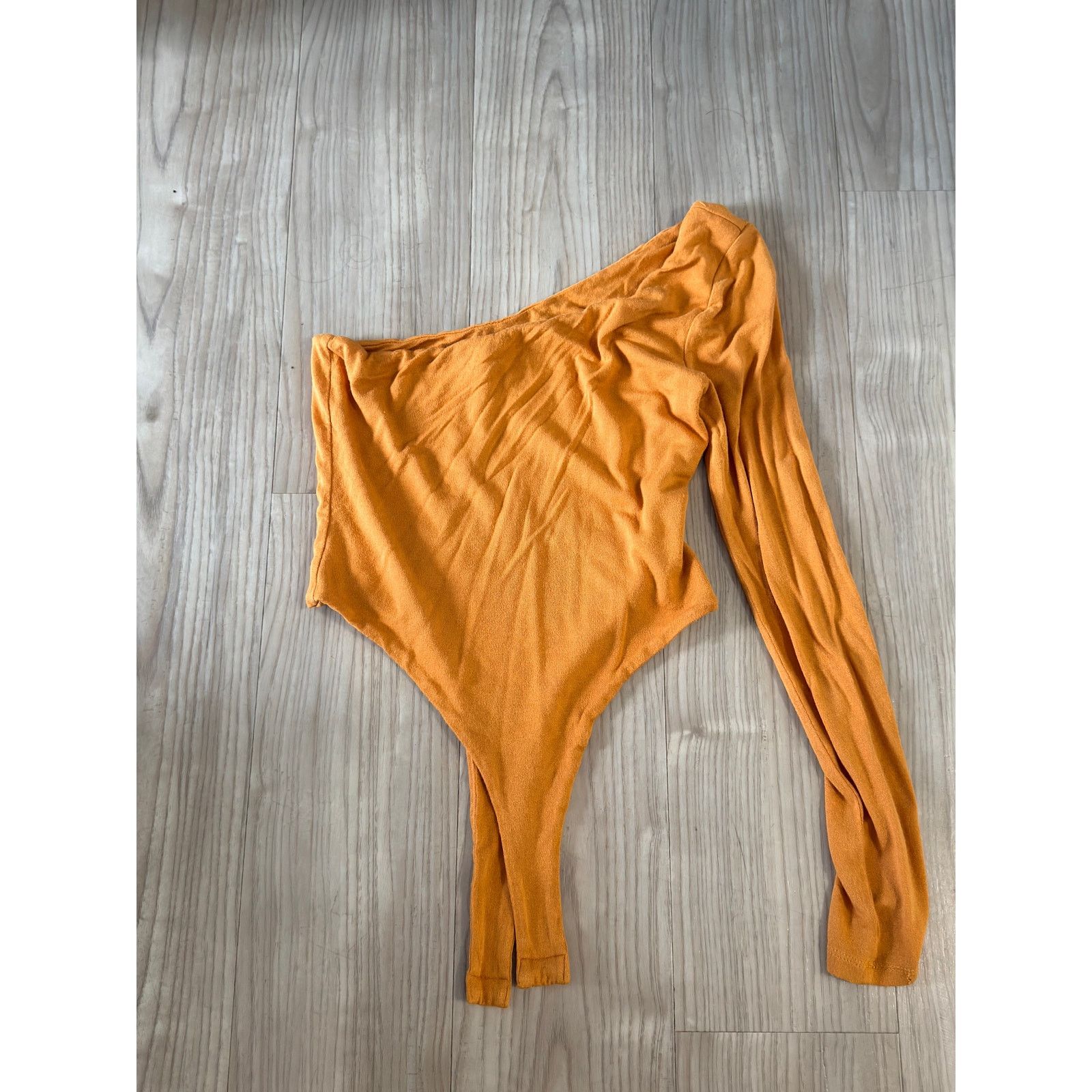 & Other Stories Orange One Shoulder Ruched Bodysuit for Women Size M / US 6-8 / IT 42-44 - 3 Thumbnail