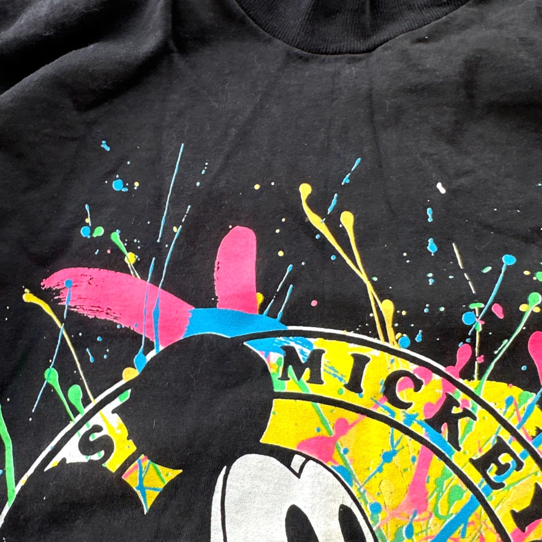Disney Mickey Mouse Disney Splatter Long Sleeve Black Vintage T Shirt 90s USA Cool Size US XL / EU 56 / 4 - 5 Thumbnail