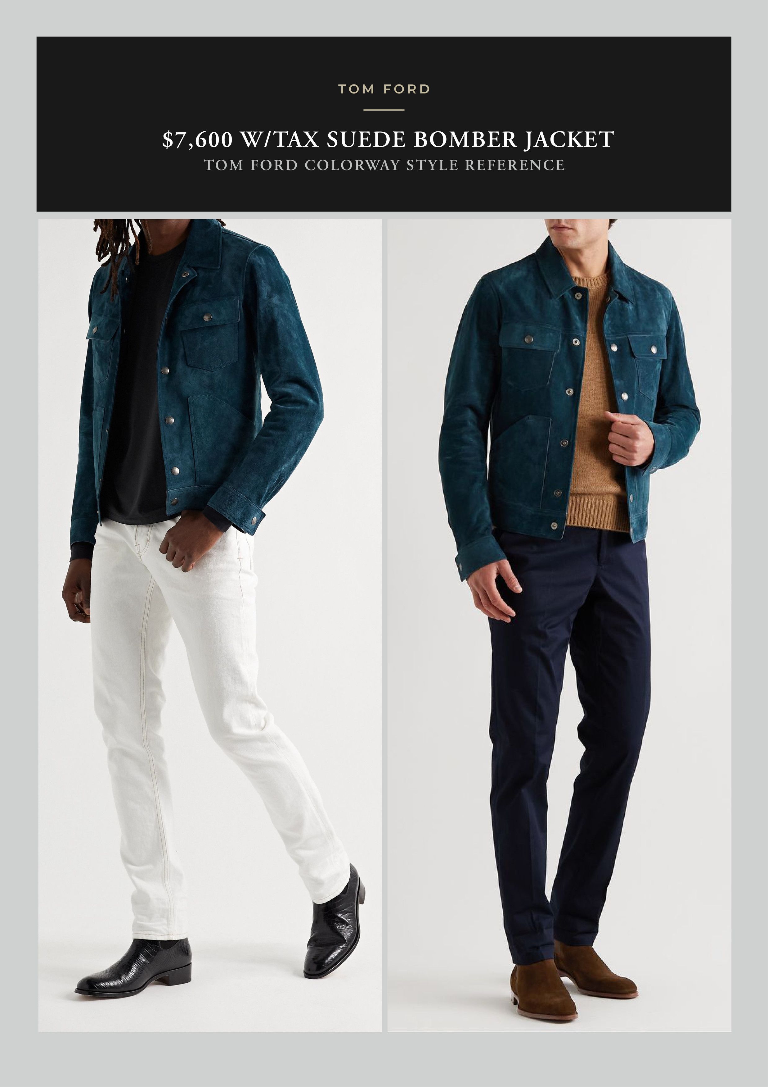 Tom Ford Coveted Rare $7,600 w/tax Cerulean Suede Bomber Jacket Size US XL / EU 56 / 4 - 4 Thumbnail