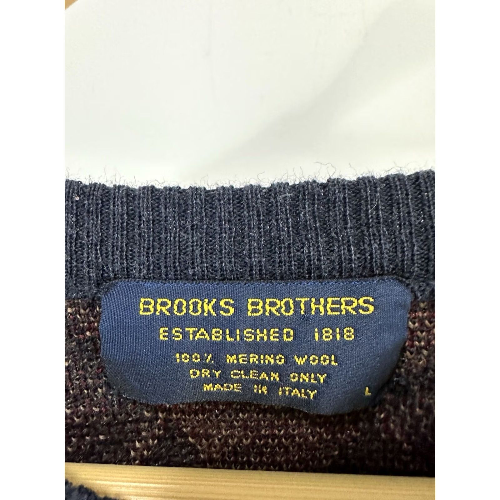Brooks VTG Brooks Brothers Plaid Geometric Wool Pullover Sweater L Men Multicolor Douglas Distressed Holes Sportswear Size US L / EU 52-54 / 3 - 3 Thumbnail