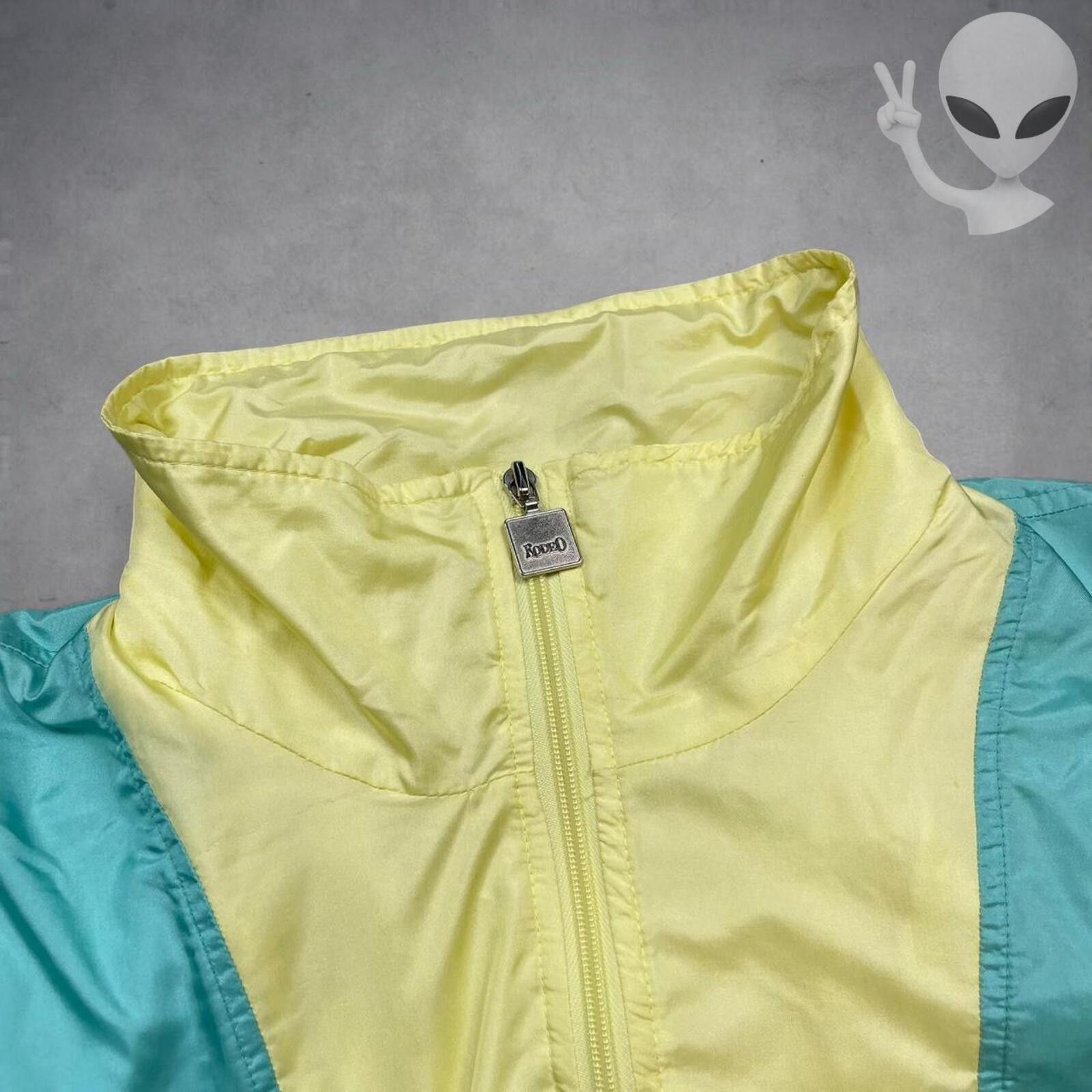 Romeo Gigli Rodeo Windbreaker Jacket Large Yellow Aqua Vintage 80s USA Size US L / EU 52-54 / 3 - 5 Thumbnail