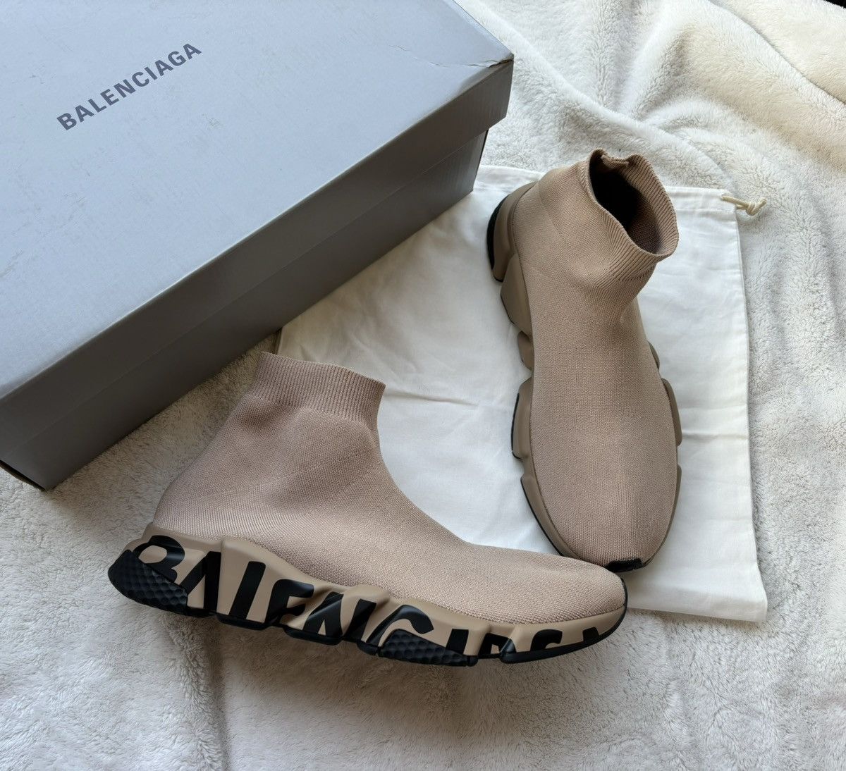 Balenciaga Balenciaga Tan Graffiti Speed Runners Sneakers Grailed