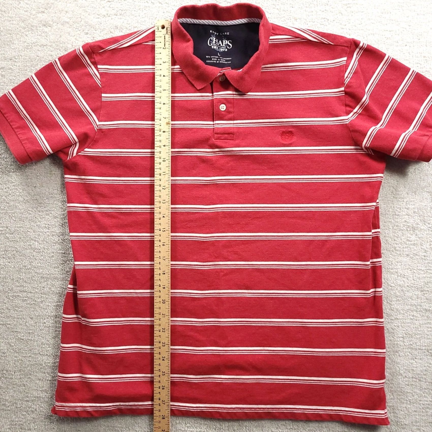 Chaps Chaps Polo Shirt Large Red Stripe Short Sleeve Easy Care Stretch Mens Size US L / EU 52-54 / 3 - 6 Thumbnail