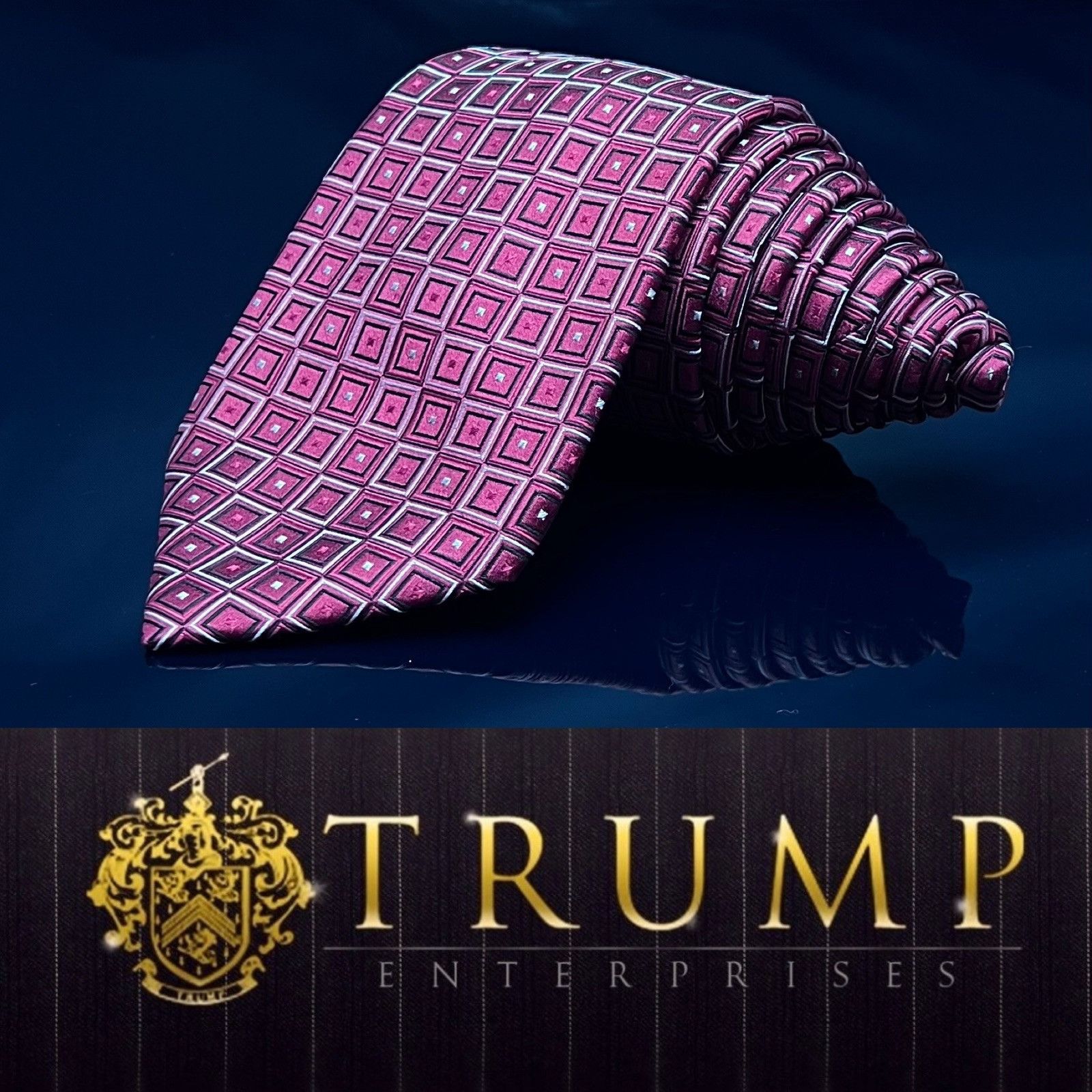 DONALD J. TRUMP MEN'S TIE RED/GEOMETRIC WIDTH: 4