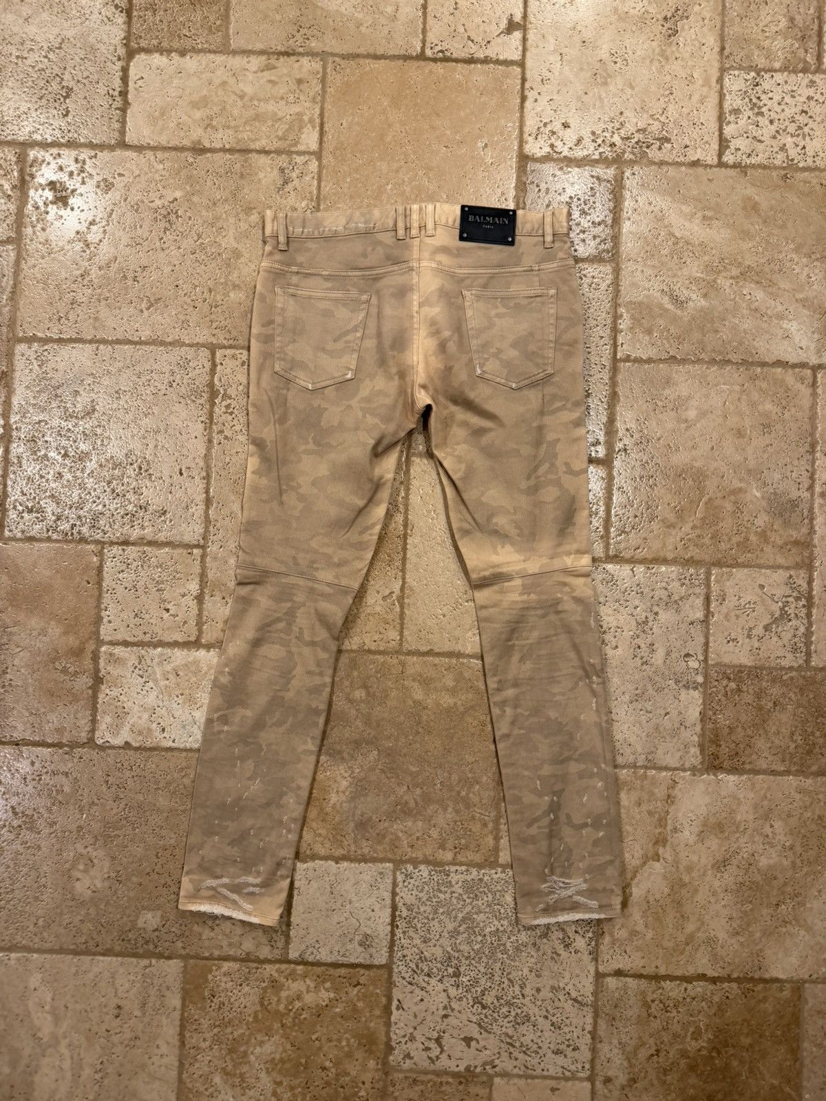 Balmain Balmain Biker Biege Desert Camo Moto Denim Pants Size US 33 - 8 Thumbnail