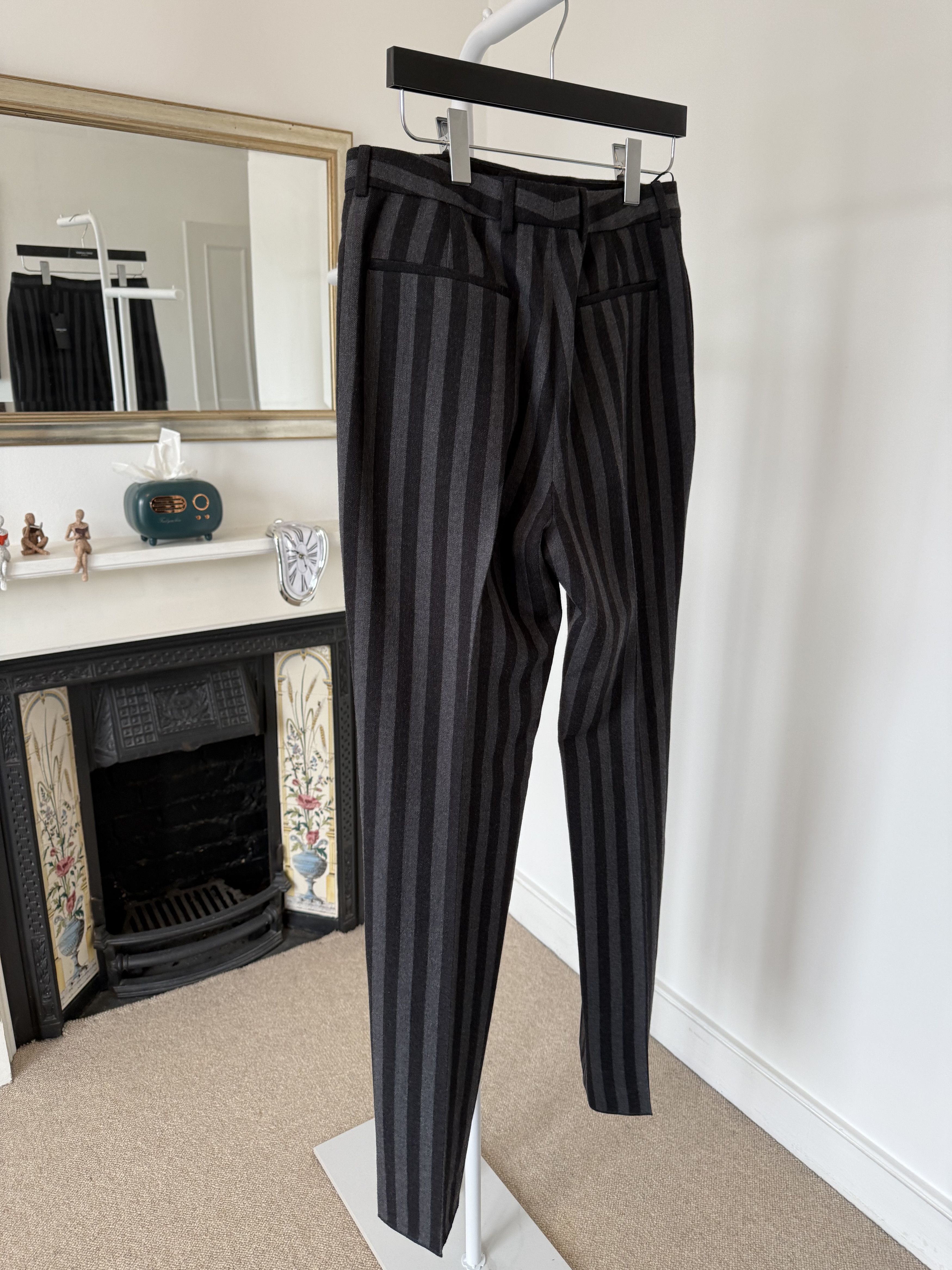 Saint Laurent Paris FW23 Saint Laurent Wool Trousers in Striped Black/Gray Size US 32 / EU 48 - 4 Thumbnail