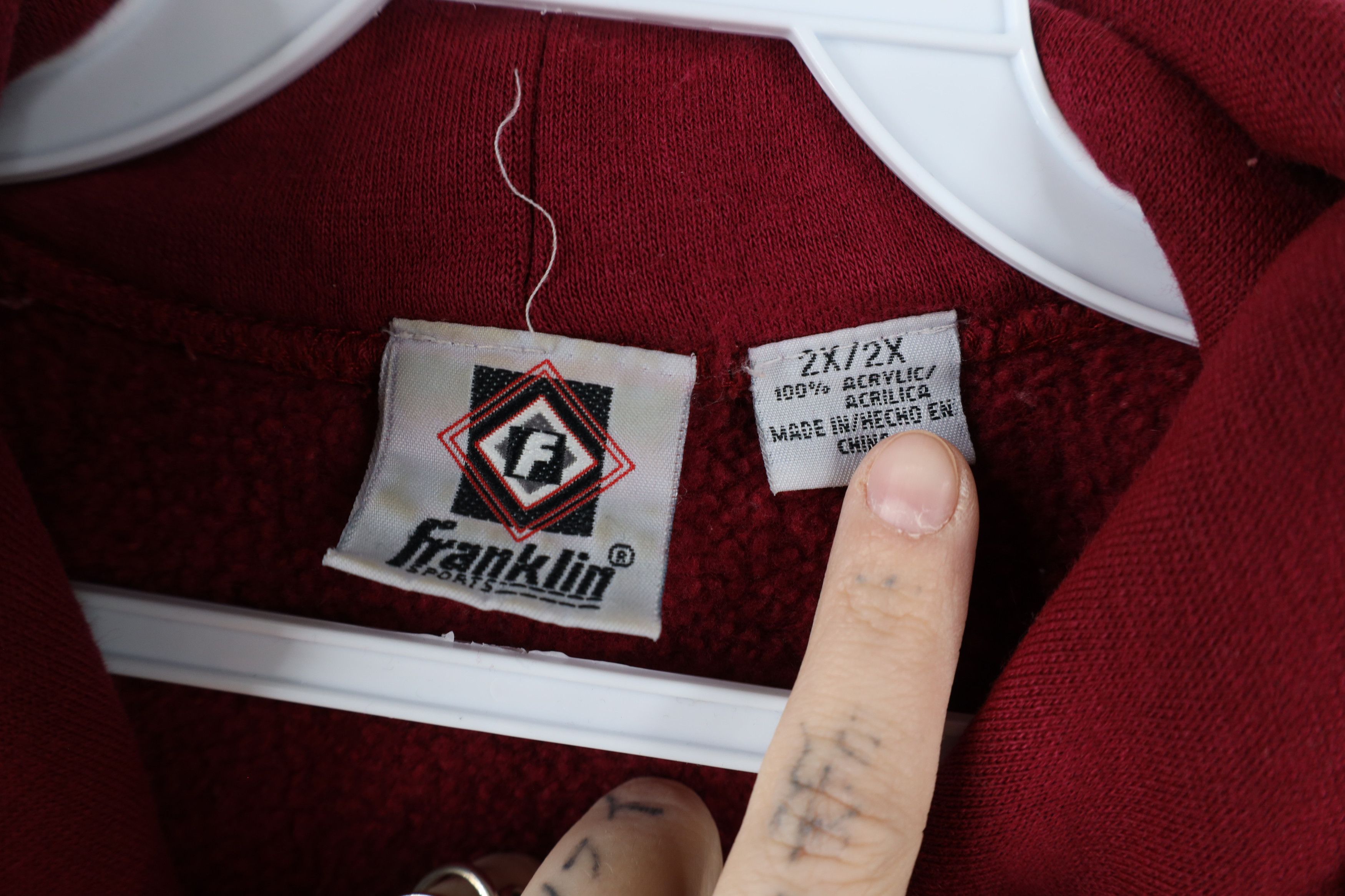 Vintage Vintage 90s Streetwear Blank Hoodie Sweatshirt Red Size US XXL / EU 58 / 5 - 9 Thumbnail