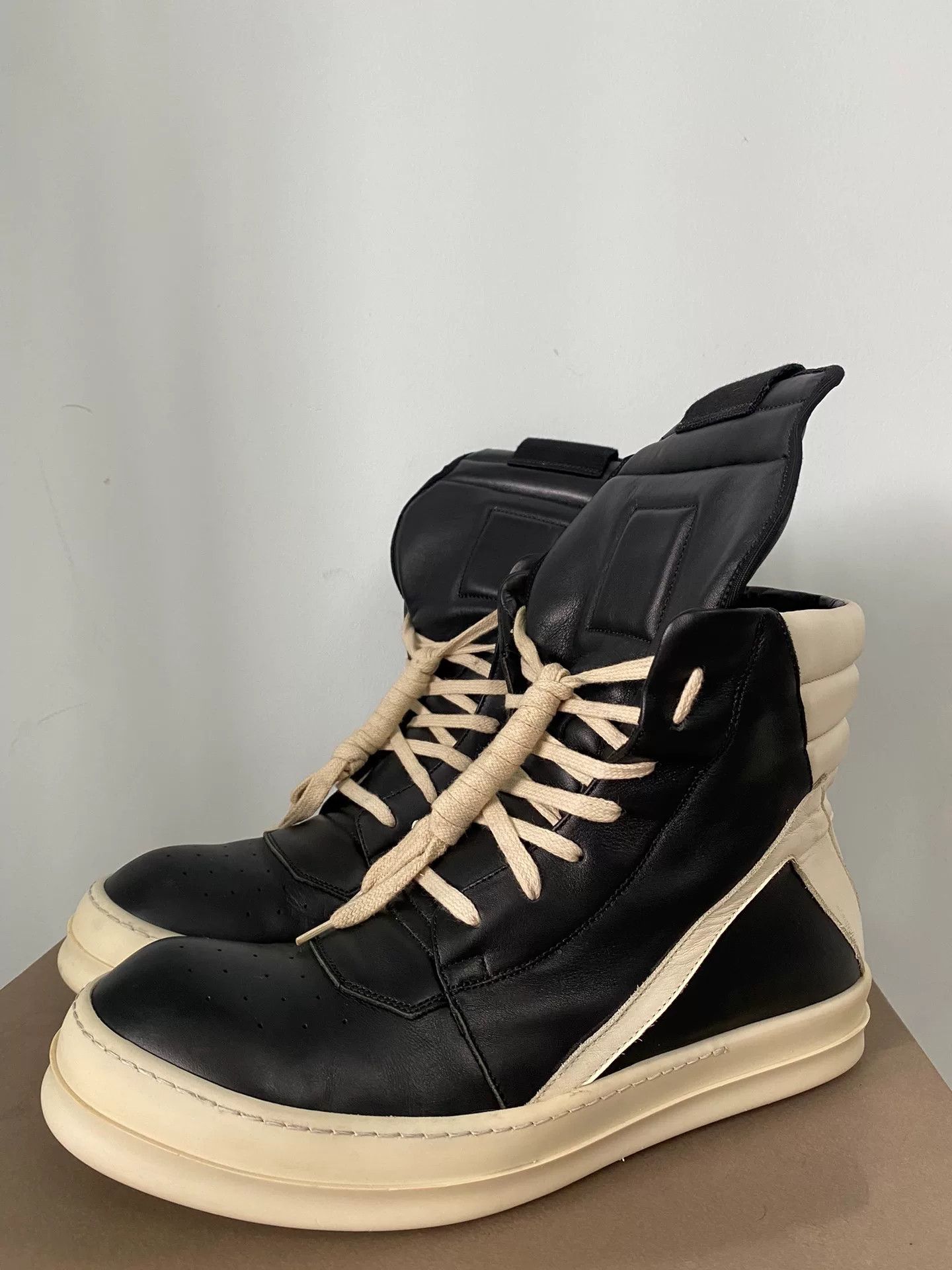 Rick Owens rick owens black leather high-top sneakers Size US 10 / EU 43 - 1 Thumbnail