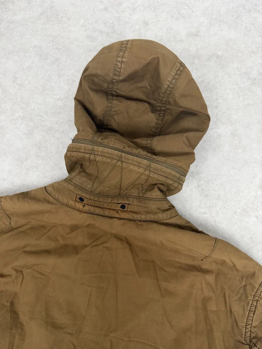 2000s Stone Island Brown Hooded Utility Bomber Jacket