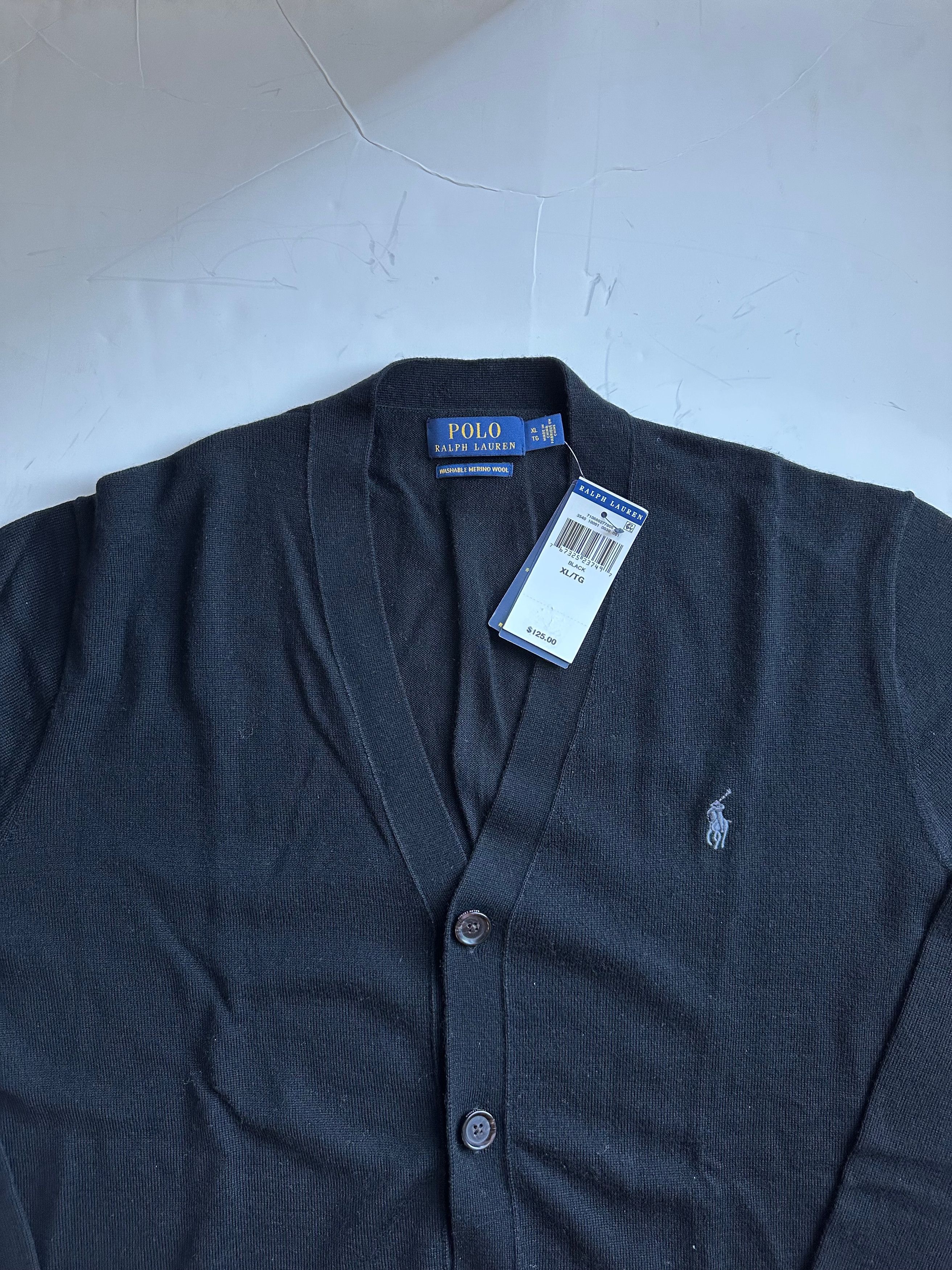 Polo Ralph Lauren Polo Ralph Lauren Merino Wool Cardigan - Black - XL (NWT) Size US XL / EU 56 / 4 - 1 Thumbnail
