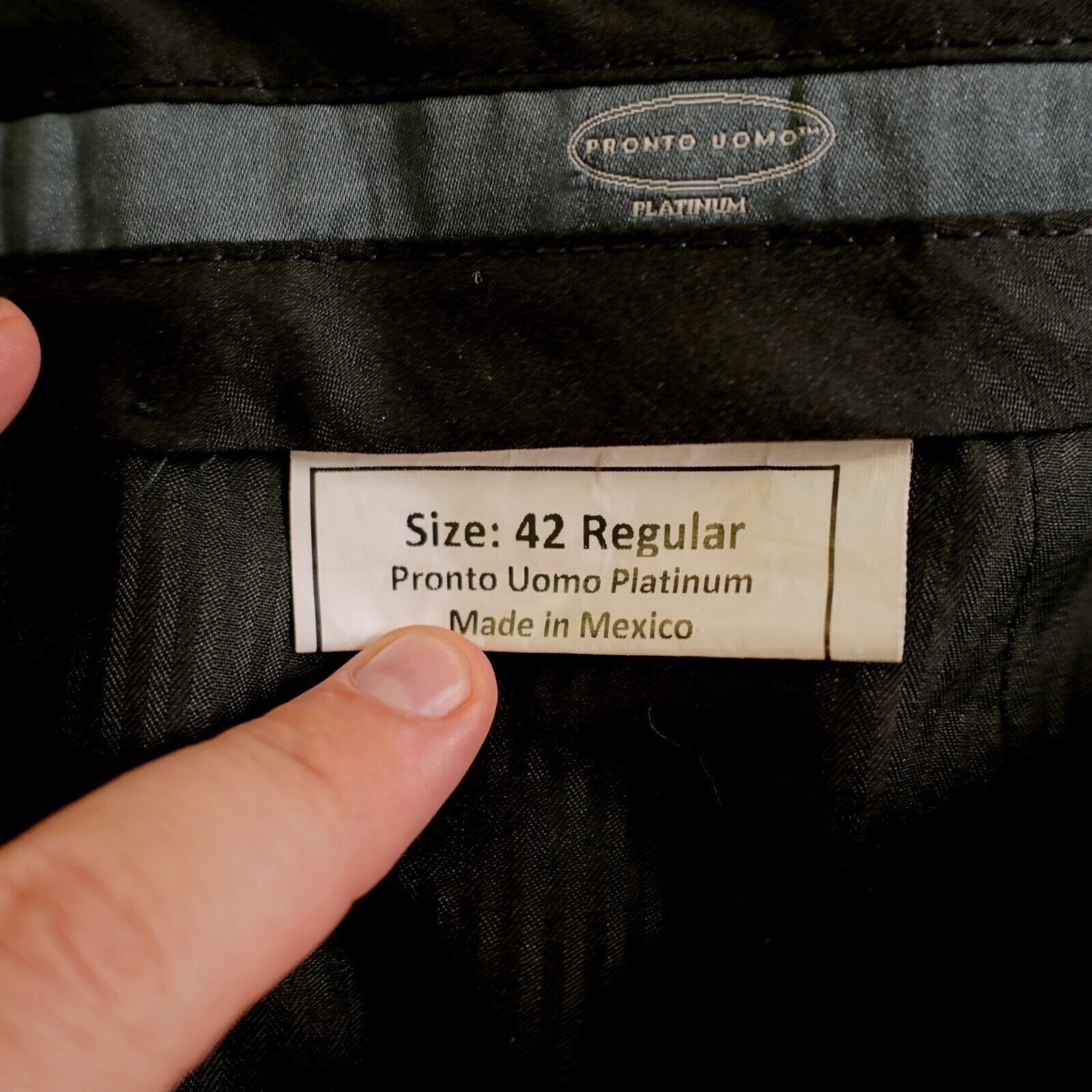 Pronto Uomo Pronto Uomo Platinum Wool Blue Sharkskin Flat Front Mid Rise Size 42R - 6 Thumbnail
