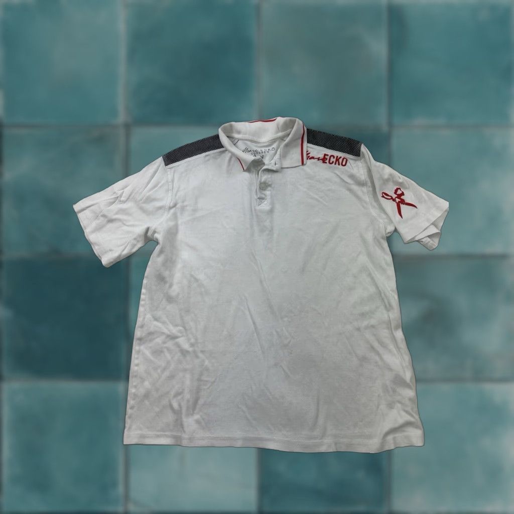 Vintage Marc Ecko Polo Shirt Mens Medium White Short Sleeve Cut & Sew Polo Shirt Size US M / EU 48-50 / 2 - 1 Thumbnail