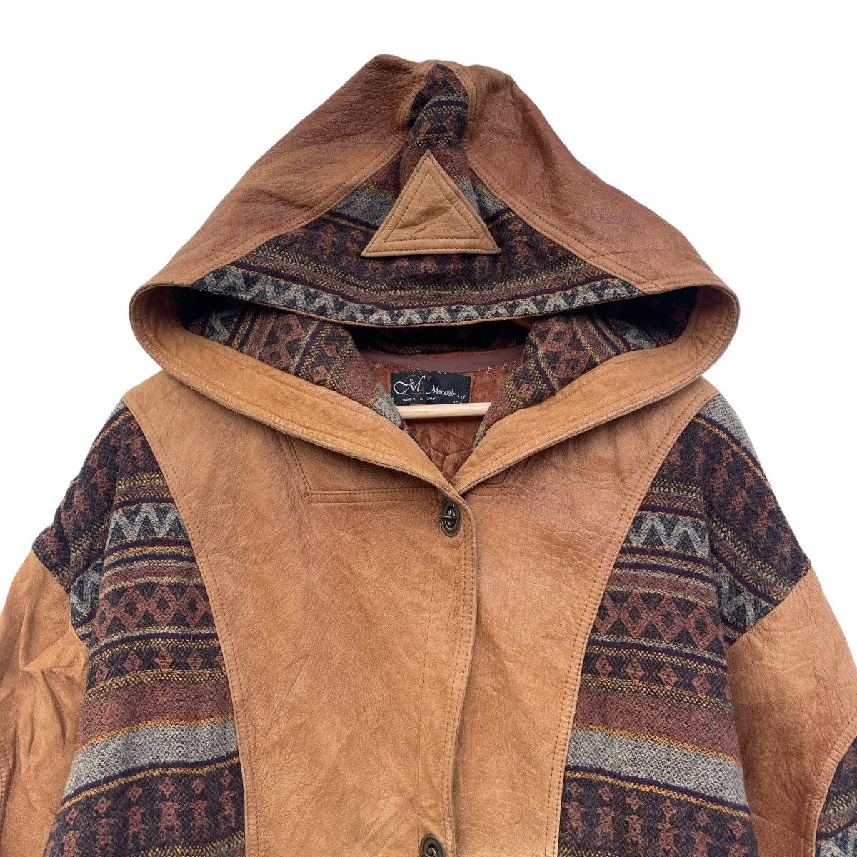 Genuine Leather 💥Vintage Marziale Patchwork Leather Hooded Jacket Size US M / EU 48-50 / 2 - 3 Thumbnail