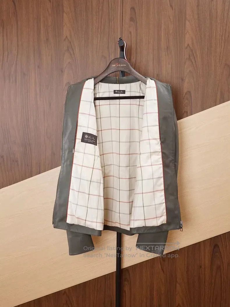Loro Piana Lambskin Collared Leather Jacket.