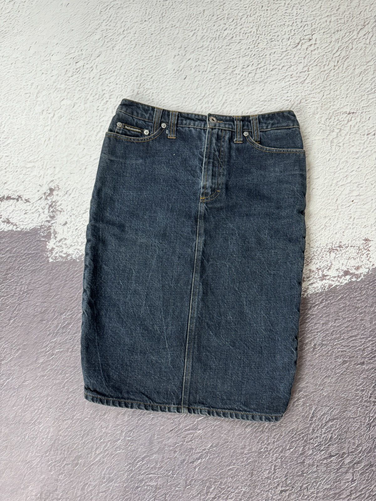Dolce & Gabbana Dolce & Gabbana blue denim grey wool midi skirt Size 30" / US 8 / IT 44 - 1 Thumbnail