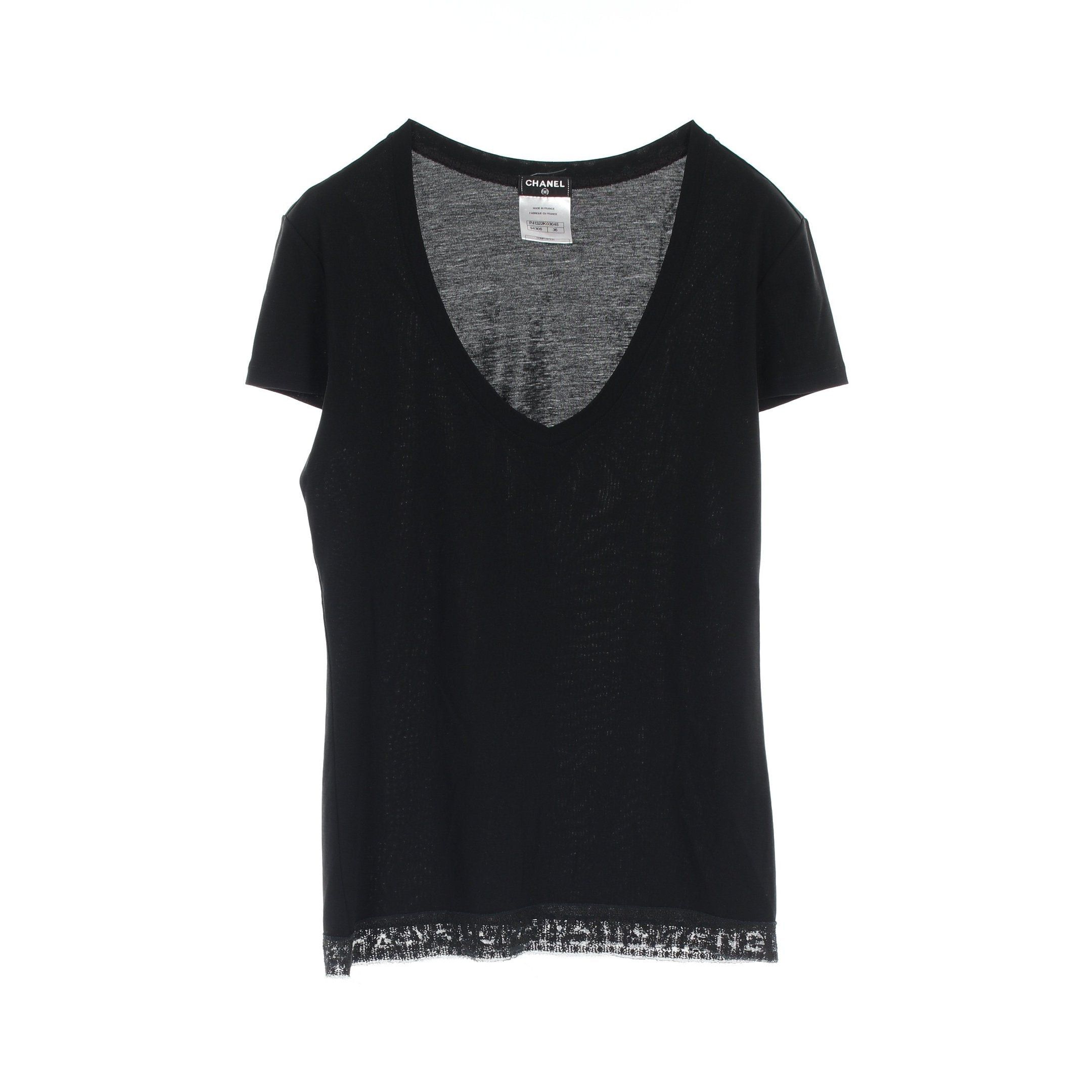 Chanel Chanel Cut And Sew Lace Hem Cotton Black Size ONE SIZE - 1 Thumbnail