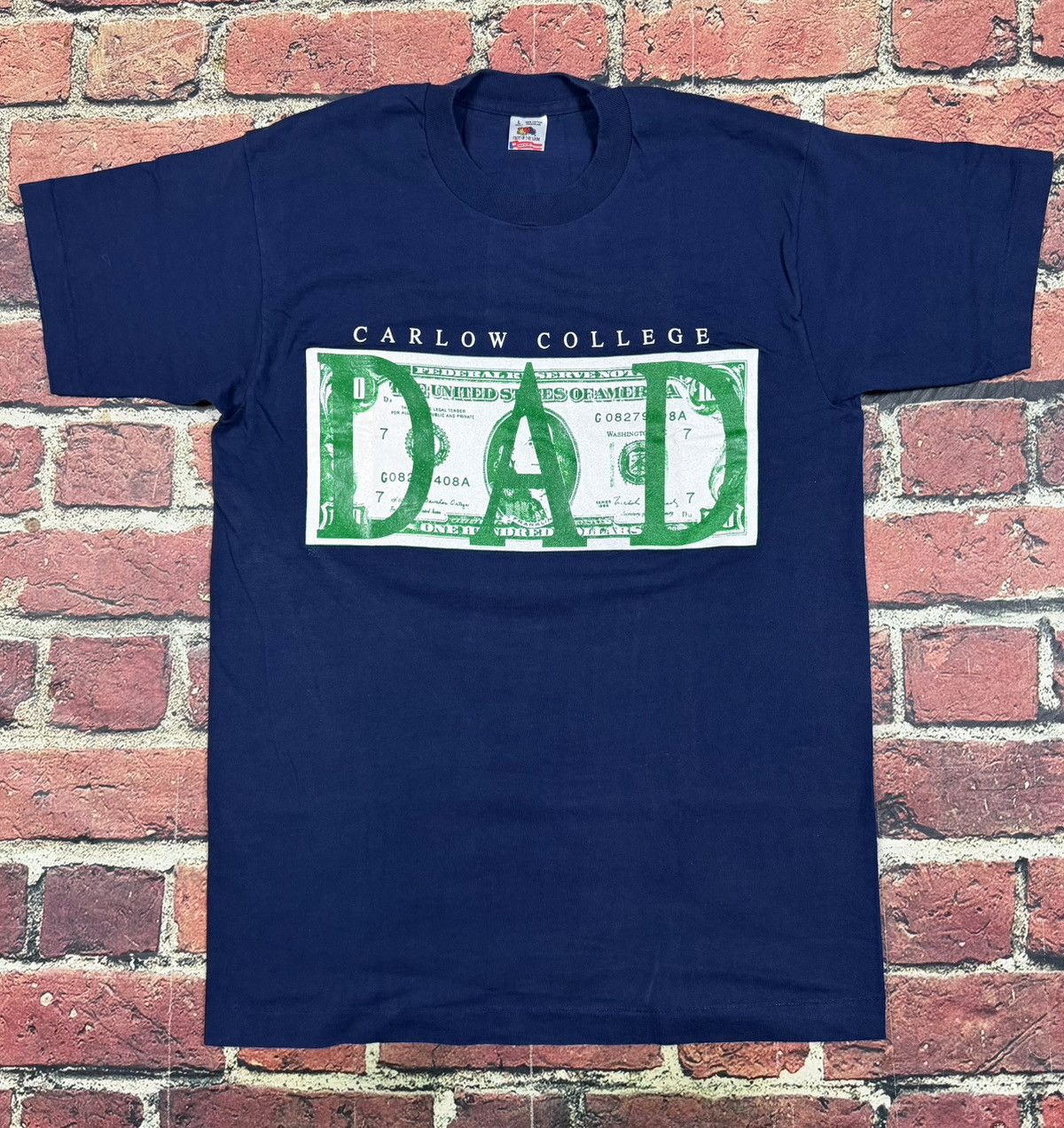 Fruit Of The Loom Vintage 90s Carlow University Carlow Dad Single Stitch Tee Size US L / EU 52-54 / 3 - 1 Thumbnail