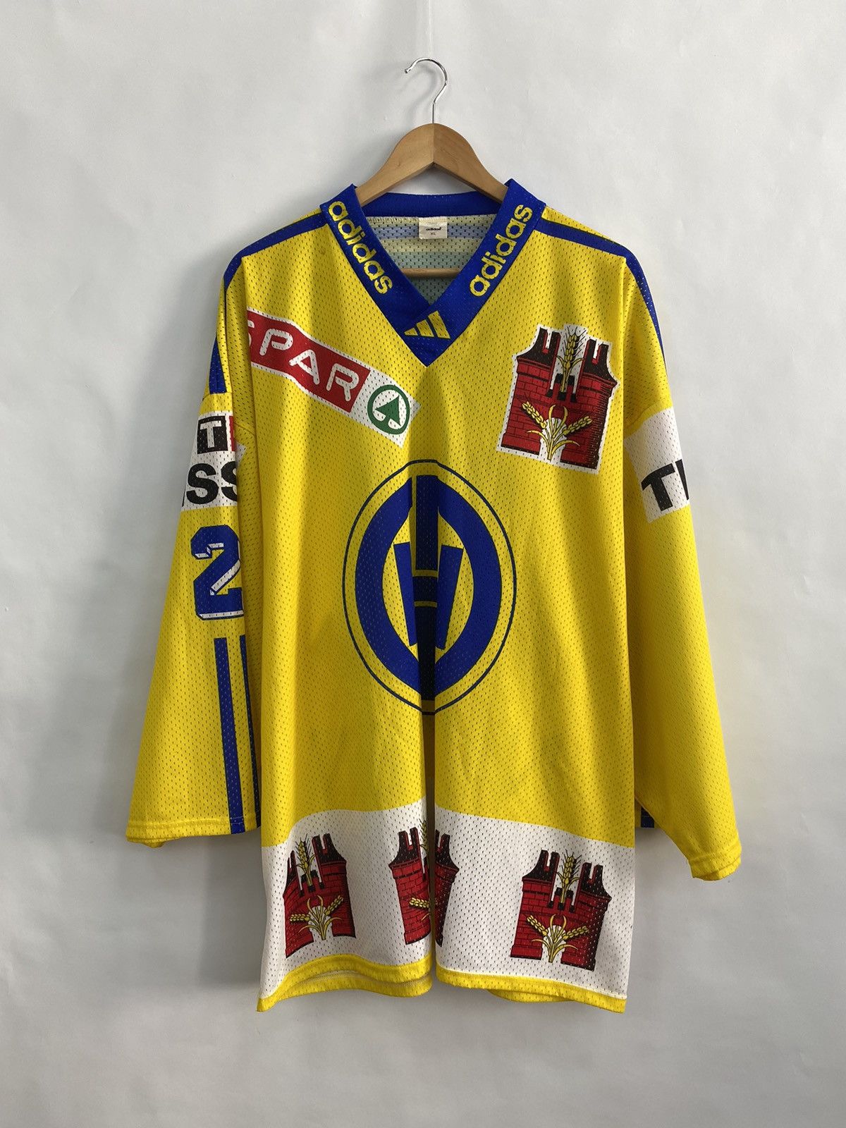 Adidas 🇨🇭 Vintage 90s Adidas Davos 21 Nurminen Hockey Jersey Tissot Size US XL / EU 56 / 4 - 3 Thumbnail