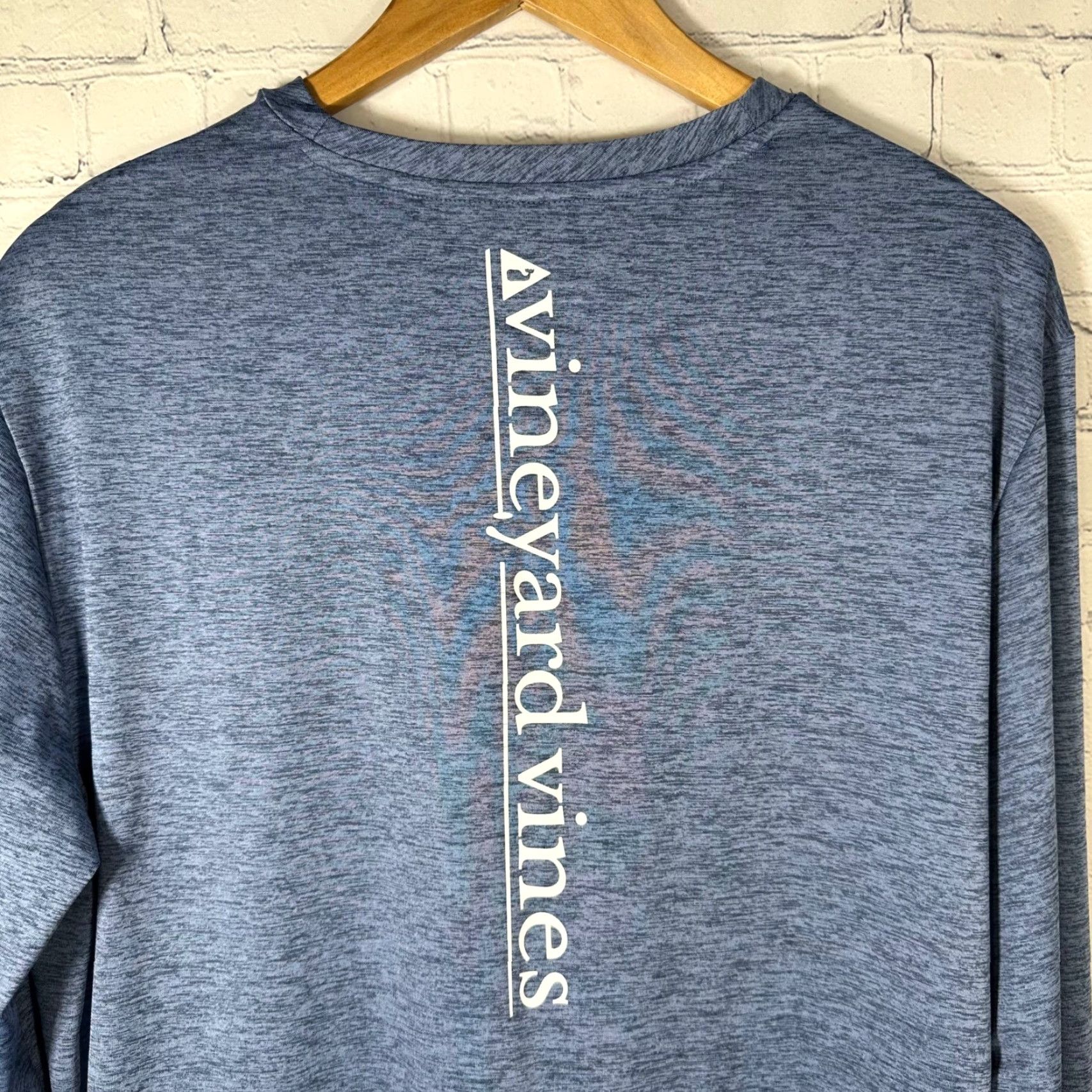 Vineyard Vines Vineyard Vines Performance Shirt Mens M Blue Heather Long Sleeve Golf Whale Logo Crew Neck Moisture Wicking Stretch Lightweight Athletic Jersey Size US M / EU 48-50 / 2 - 2 Thumbnail