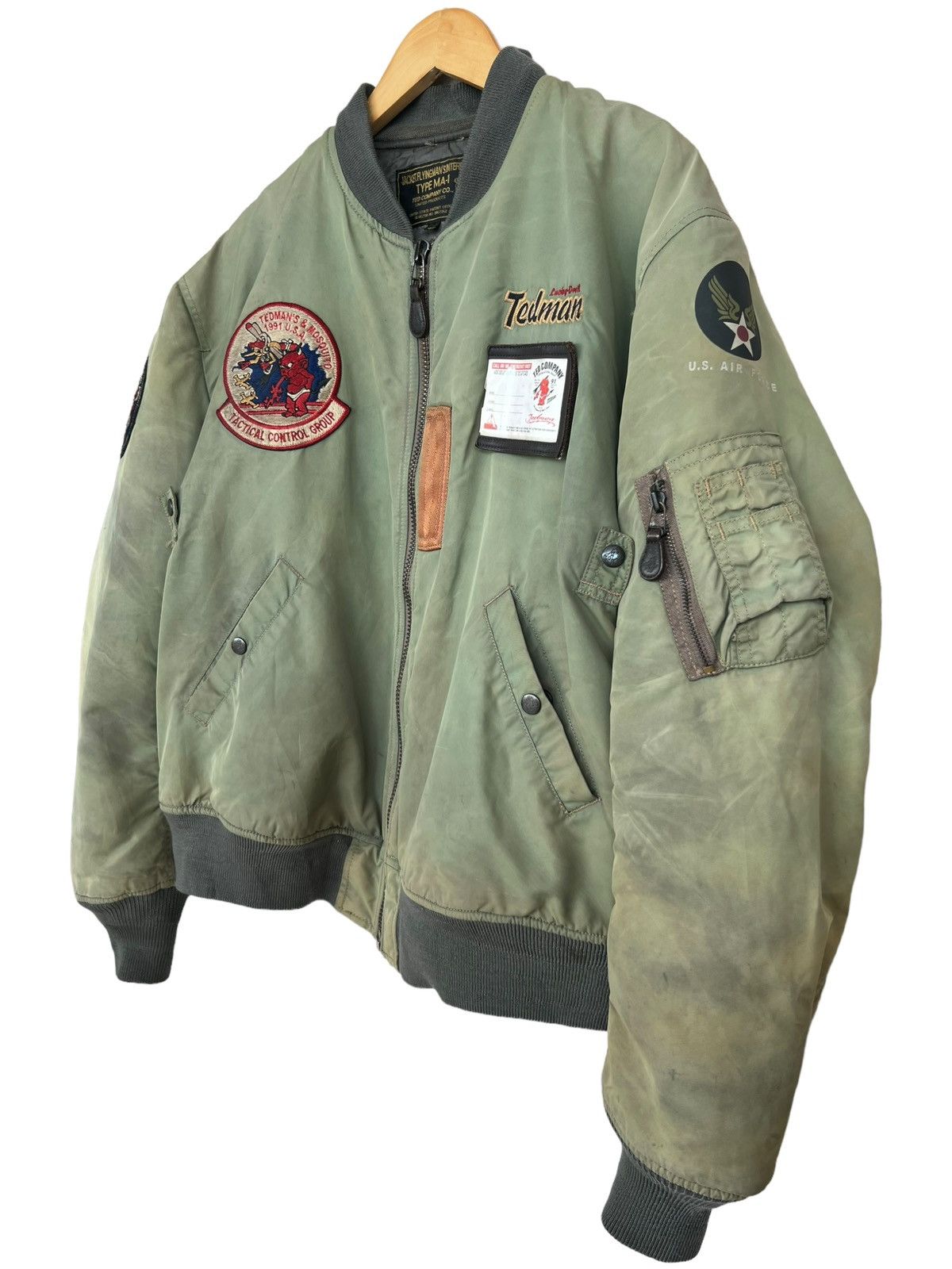 Tedman Vtg USAF Tedman Ted Company MA1 Sunfaded Baggy Bomber Jacket Size US L / EU 52-54 / 3 - 5 Thumbnail