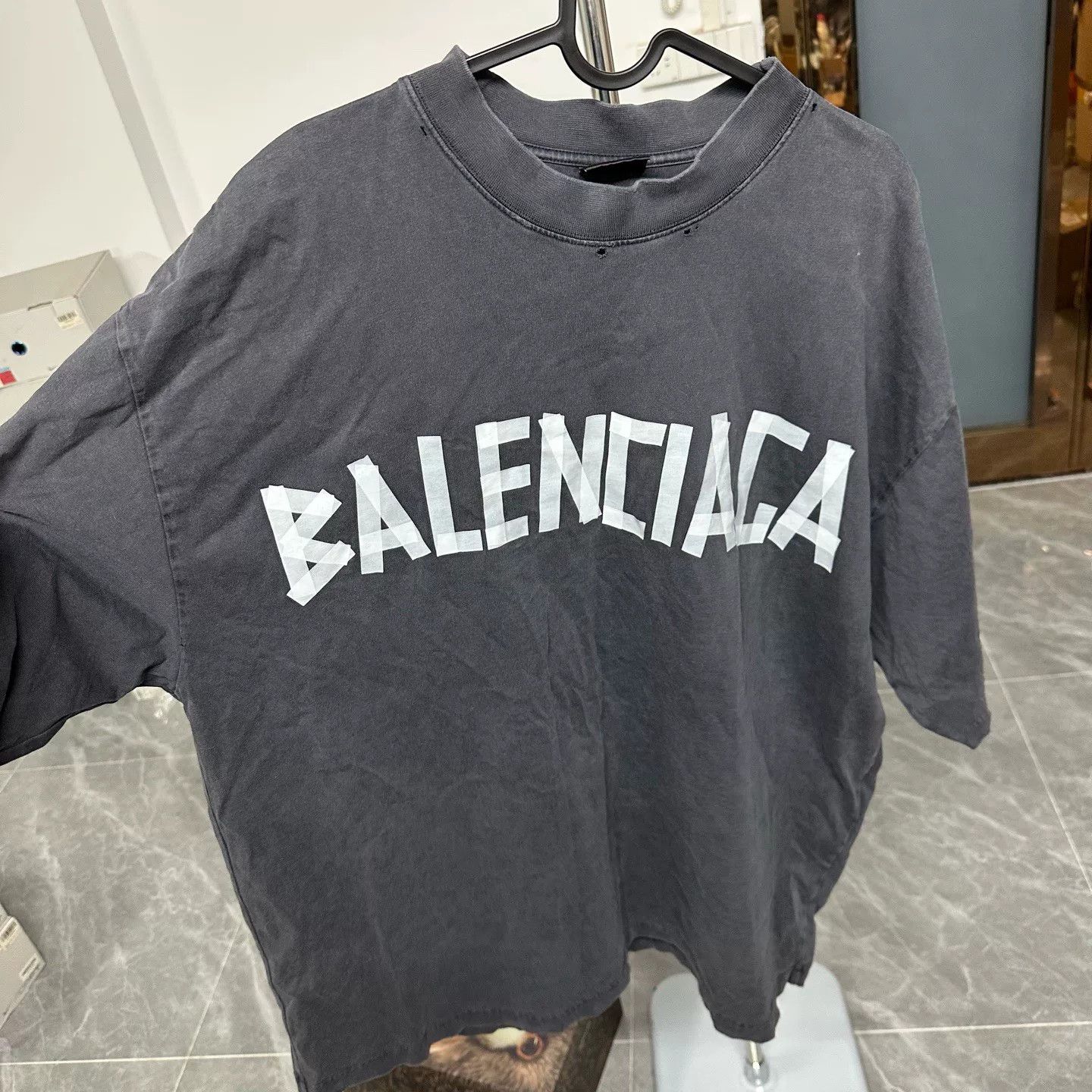 Balenciaga Balenciaga Black White Tape Short Sleeve T-shirt Size US XXL / EU 58 / 5 - 1 Thumbnail