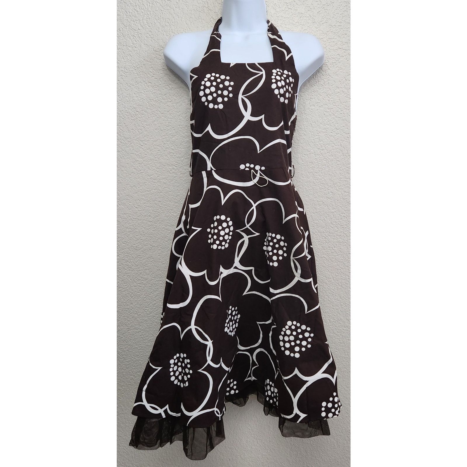 Other Rare Editions Brown White Floral Halter Fit N Flare Dress 14 Size XL / US 12-14 / IT 48-50 - 1 Thumbnail