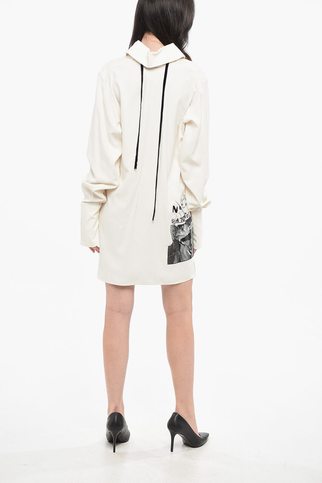Maison Margiela og1mm1125 Long Sleeved Printed Punk Silk Shirt in White Size XS / US 0-2 / IT 36-38 - 2 Thumbnail