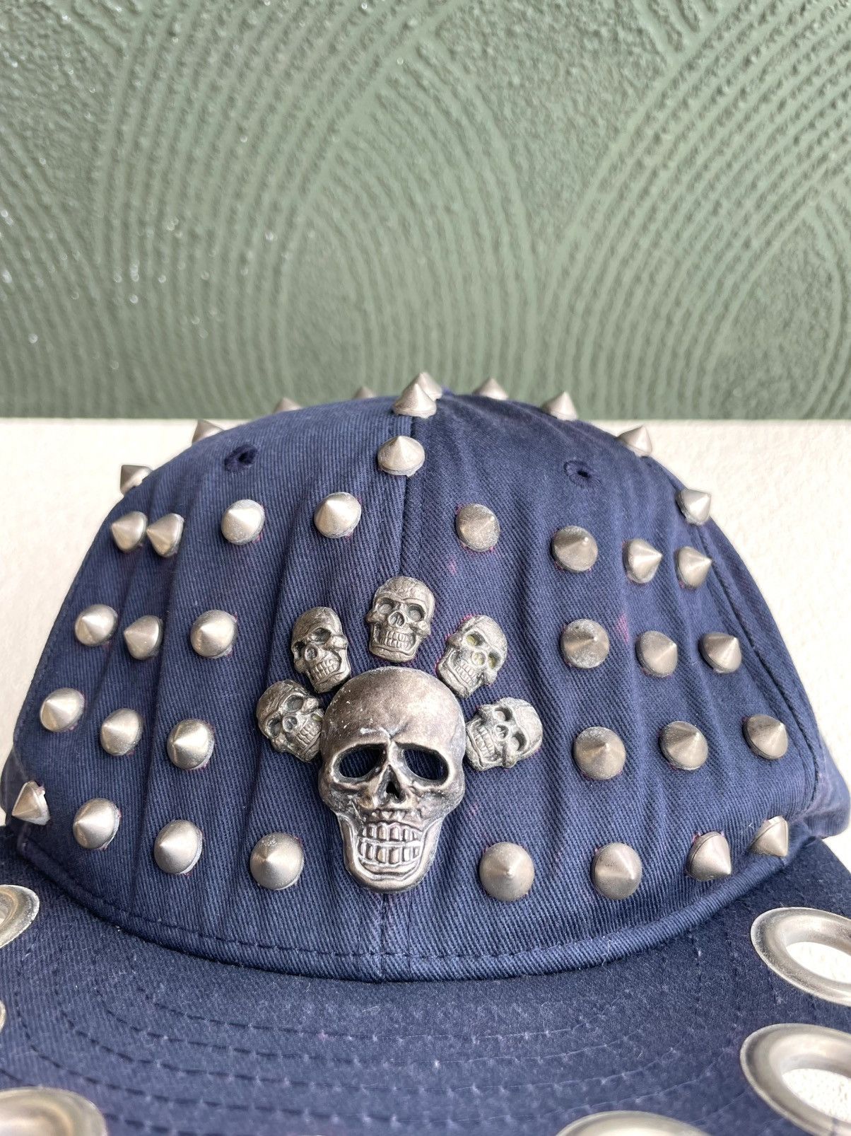 If Six Was Nine Crazy Spike Skull Studded Cadet Hat Size ONE SIZE - 4 Thumbnail