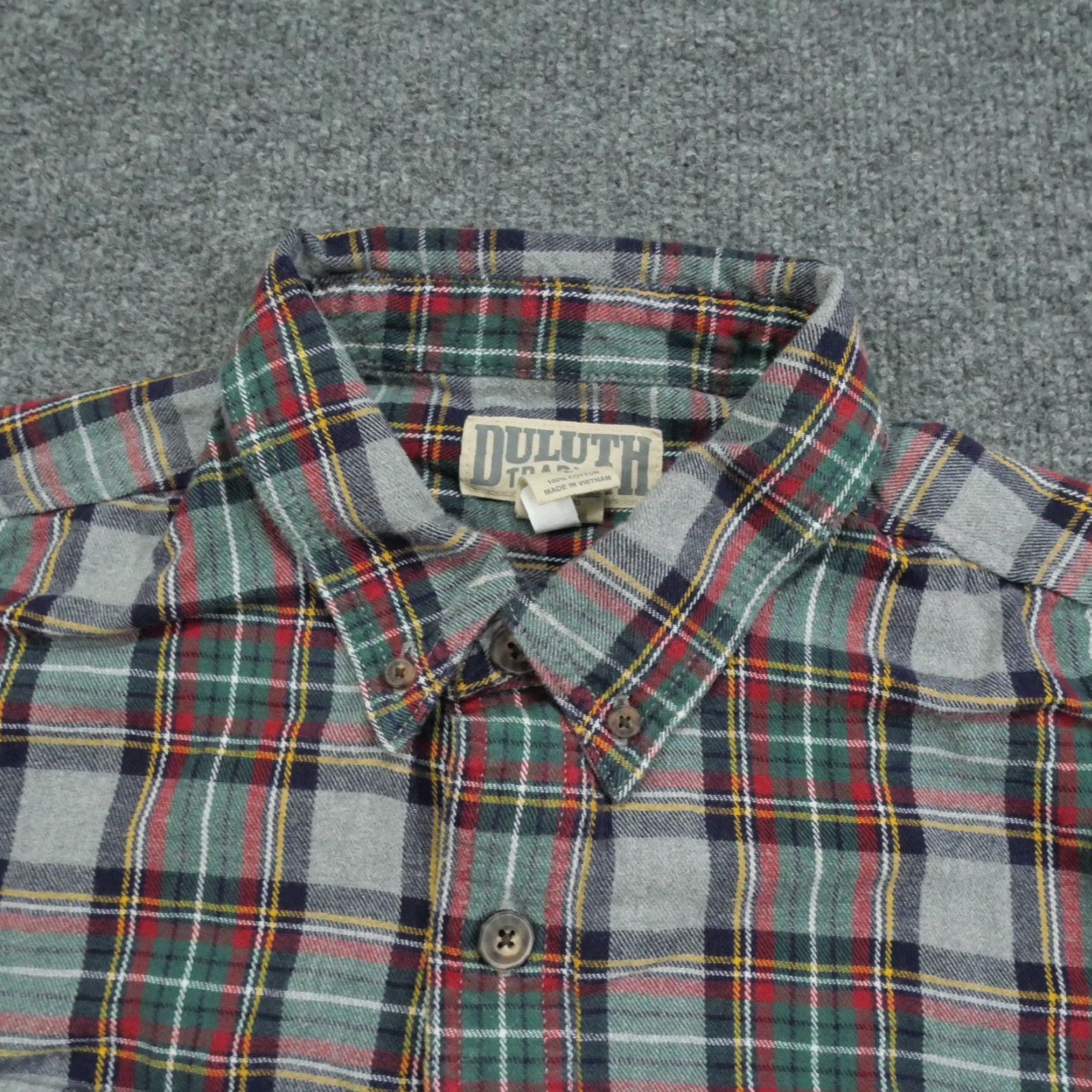 CO Duluth Trading Co Shirt Mens Large Plaid Flannel Button Up Grey Green Red Size US L / EU 52-54 / 3 - 4 Thumbnail