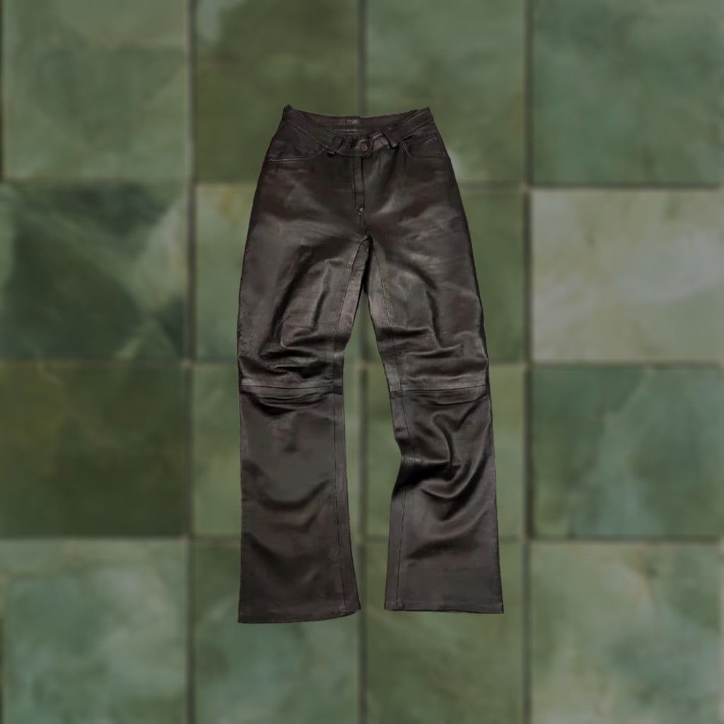 Vintage VINTAGE Japan Avant Garde Leather Baggy Flared Pants Women Regular 26 Black Leather 90s Biker Opium Style Vintage 90s Size 24" / US 00 / IT 34 - 1 Thumbnail