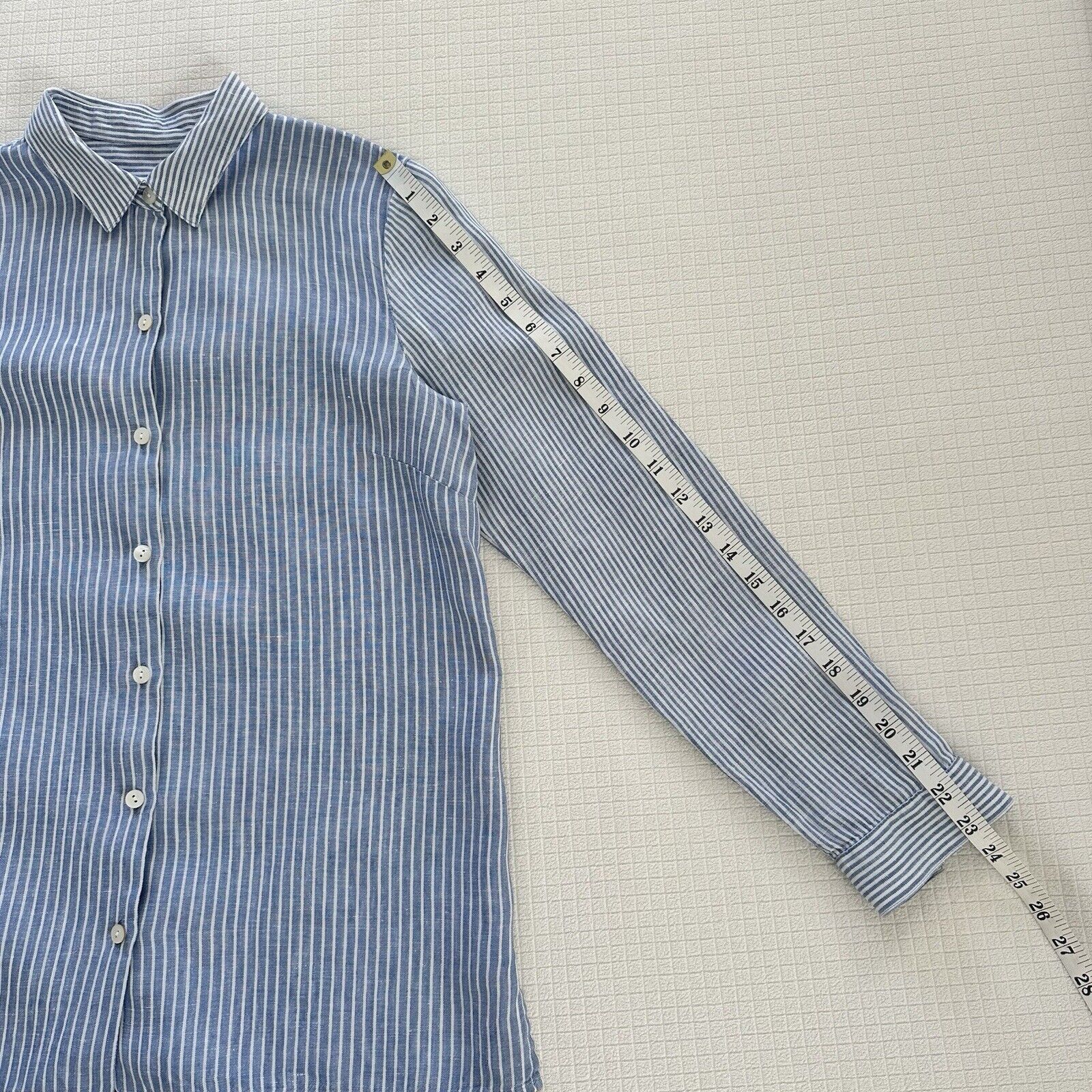 Other J.Jill Love Linen Blue Stripe Shirt Women Size XS 100% Linen Size XS / US 0-2 / IT 36-38 - 13 Thumbnail